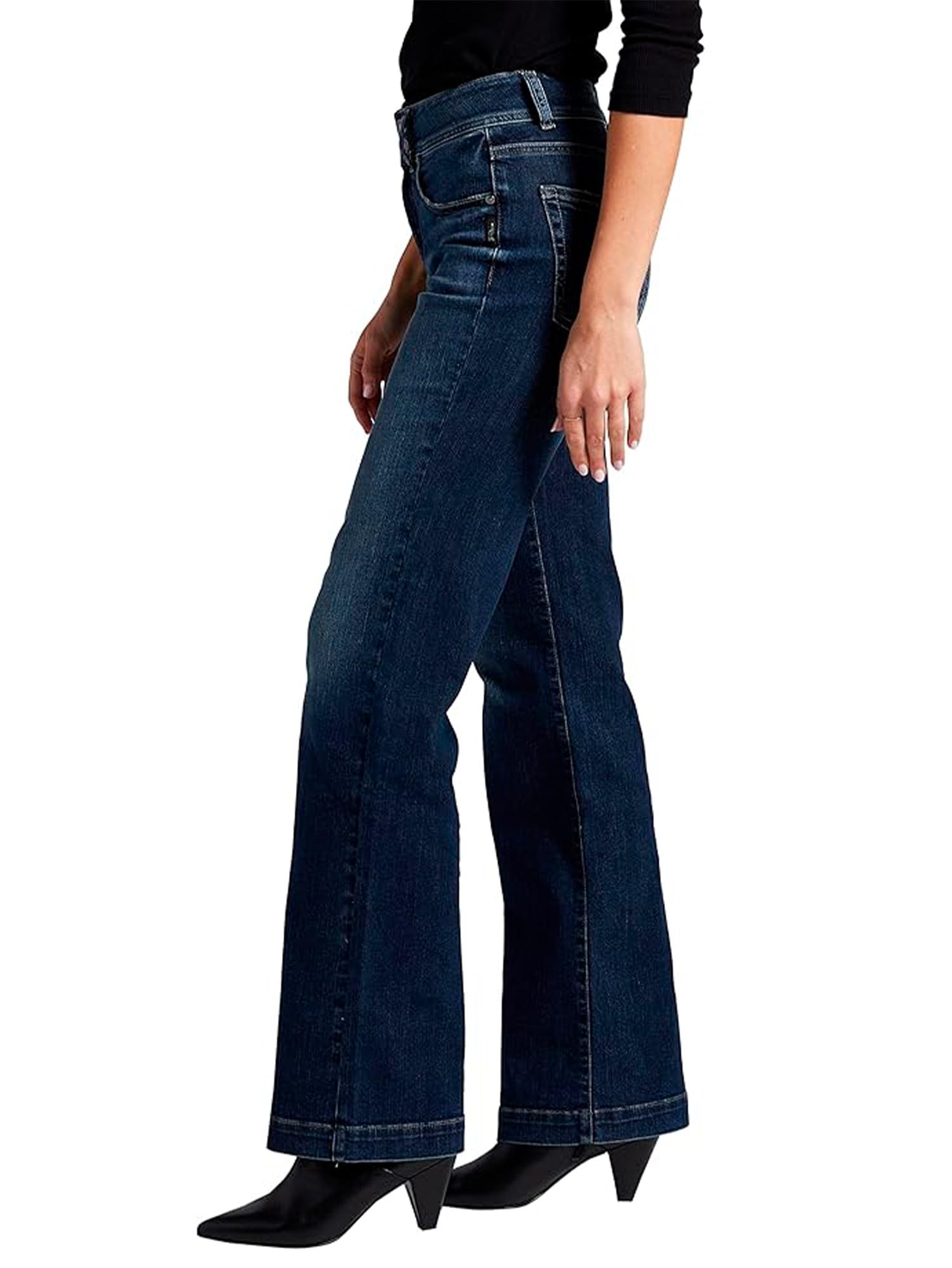 Silver Jeans Co. Women's Avery High Rise Curvy Fit Trouser Jeans - Flattering Plus Size Denim Pants for Work & Casual Wear | Comfortable Stretch Fabric for All-Day Wear