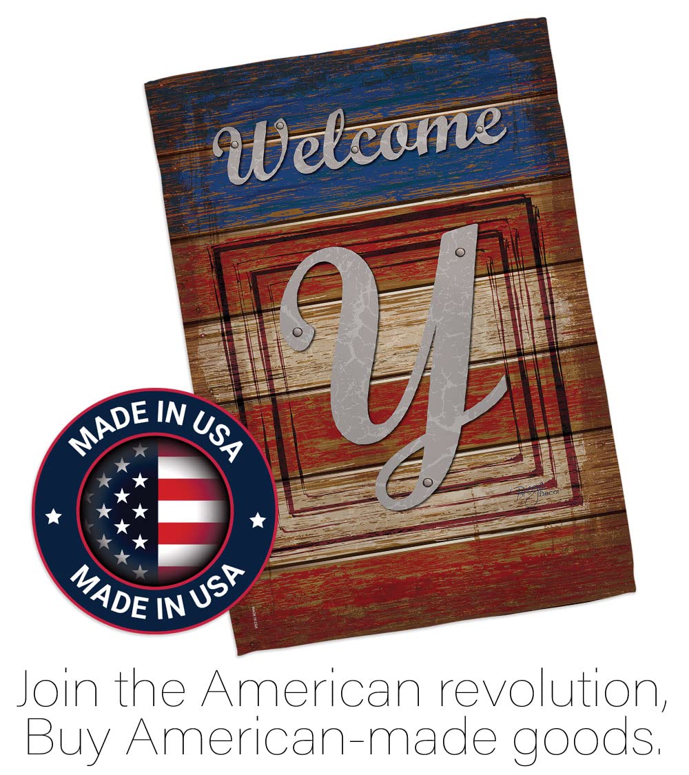 Y Initial Patriotic House Flag Set 28x40