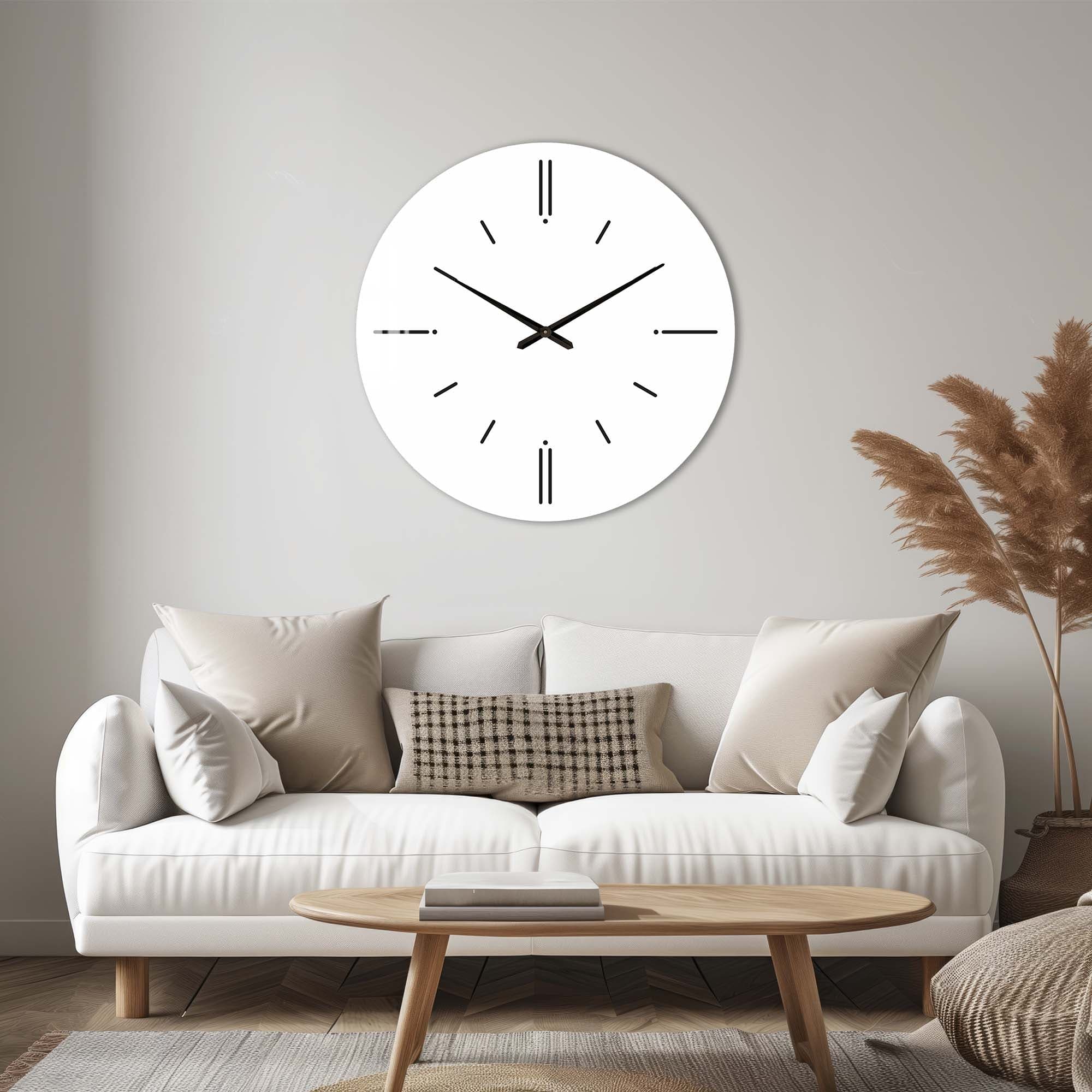 Minimalist White Glass Wall Clock - Modern Home & Office Decor - Perfect for Living Room, Bedroom, and Kitchen