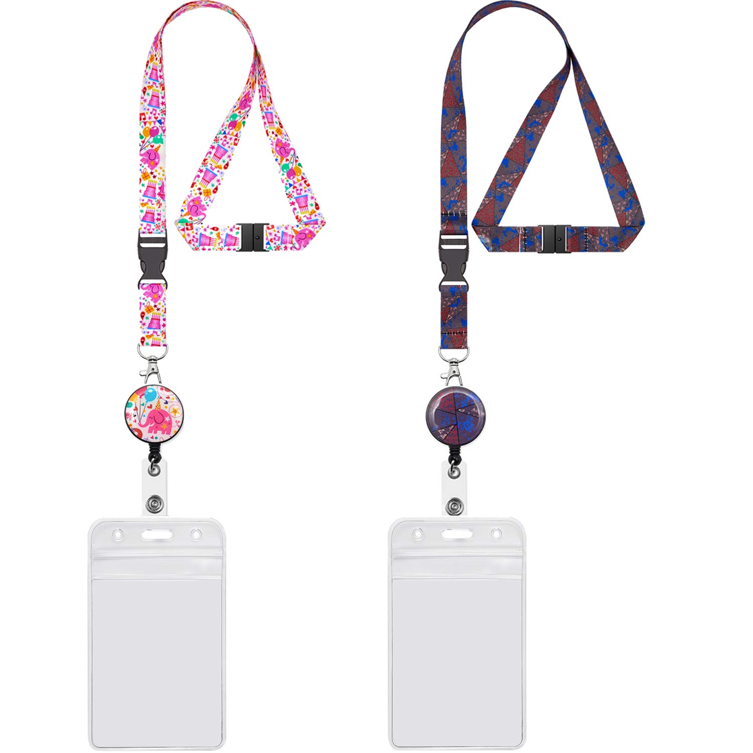 YOUOWO 2 Pack Cruise Lanyards with Badge Reel - for Office ID, Keys & Cards - for Work, Travel & Events