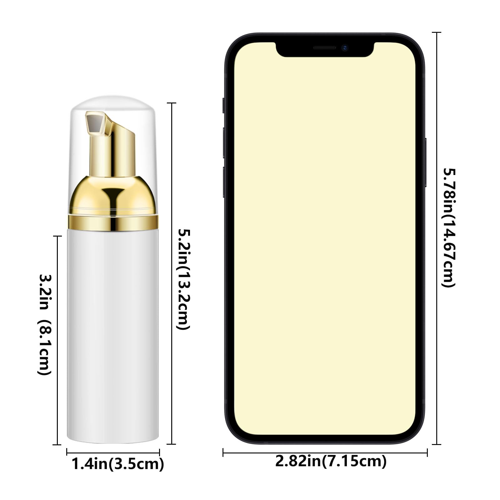 100PCS White Foam Bottles with Gold Pump - 2oz Empty Travel Foaming Dispensers for Hand Soap & Lash Shampoo | Perfect for Home, Salon, and Travel Use