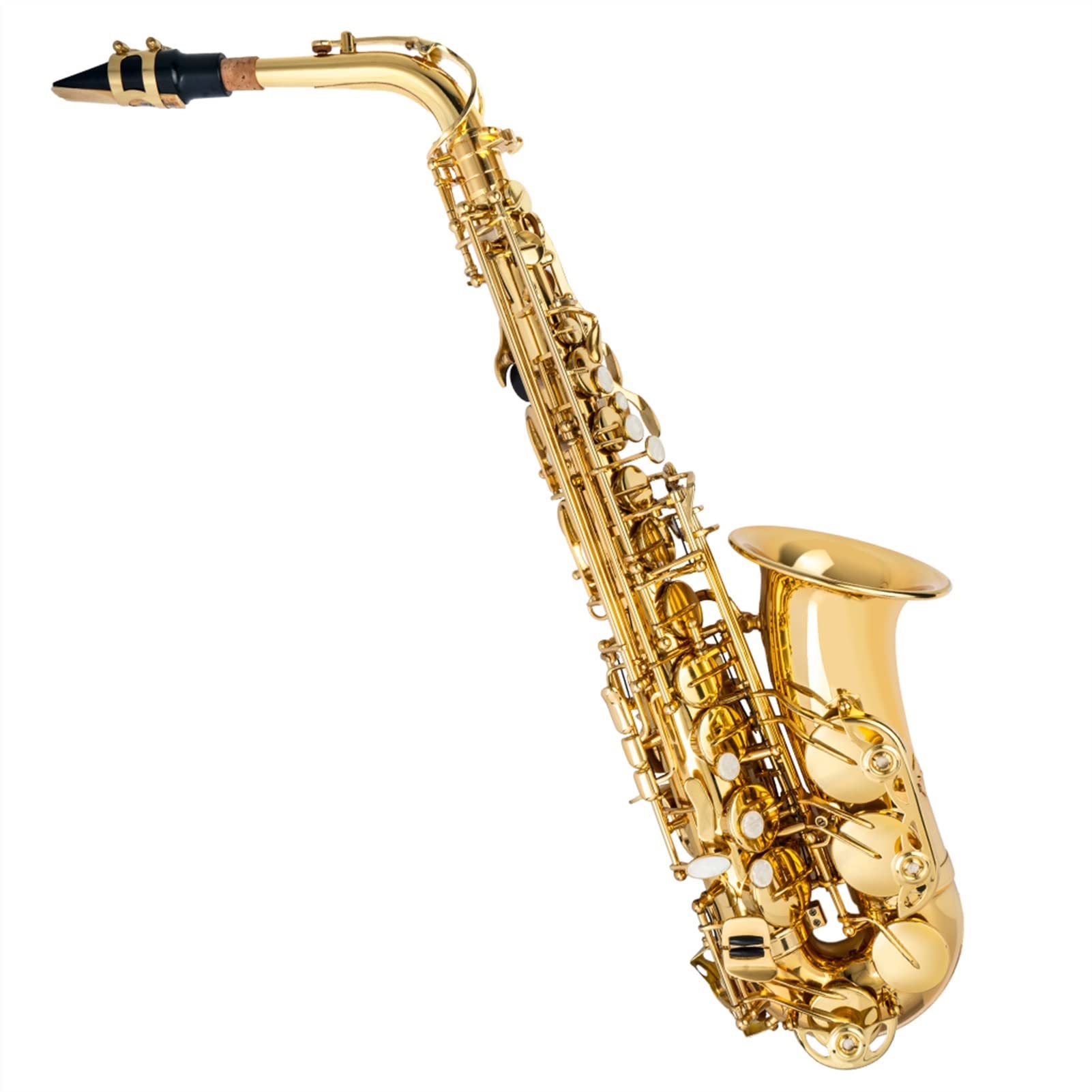 **Professional Alto Saxophone E Flat Gold Lacquer Kit for Beginners – Includes Cleaning Cloth, Mouthpiece, Cork Grease, Reeds, Gloves & Carry Case – Perfect for School Bands, Music Lessons & Practice**