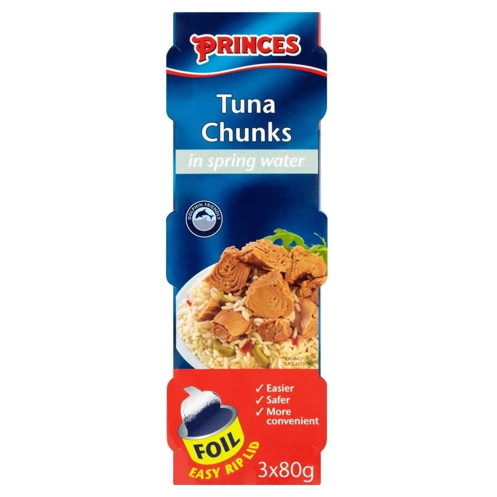 Princes Tuna Chunks in Spring Water - 3 Pack (80g Each) | Premium Canned Tuna for Salads, Sandwiches & Healthy Meals