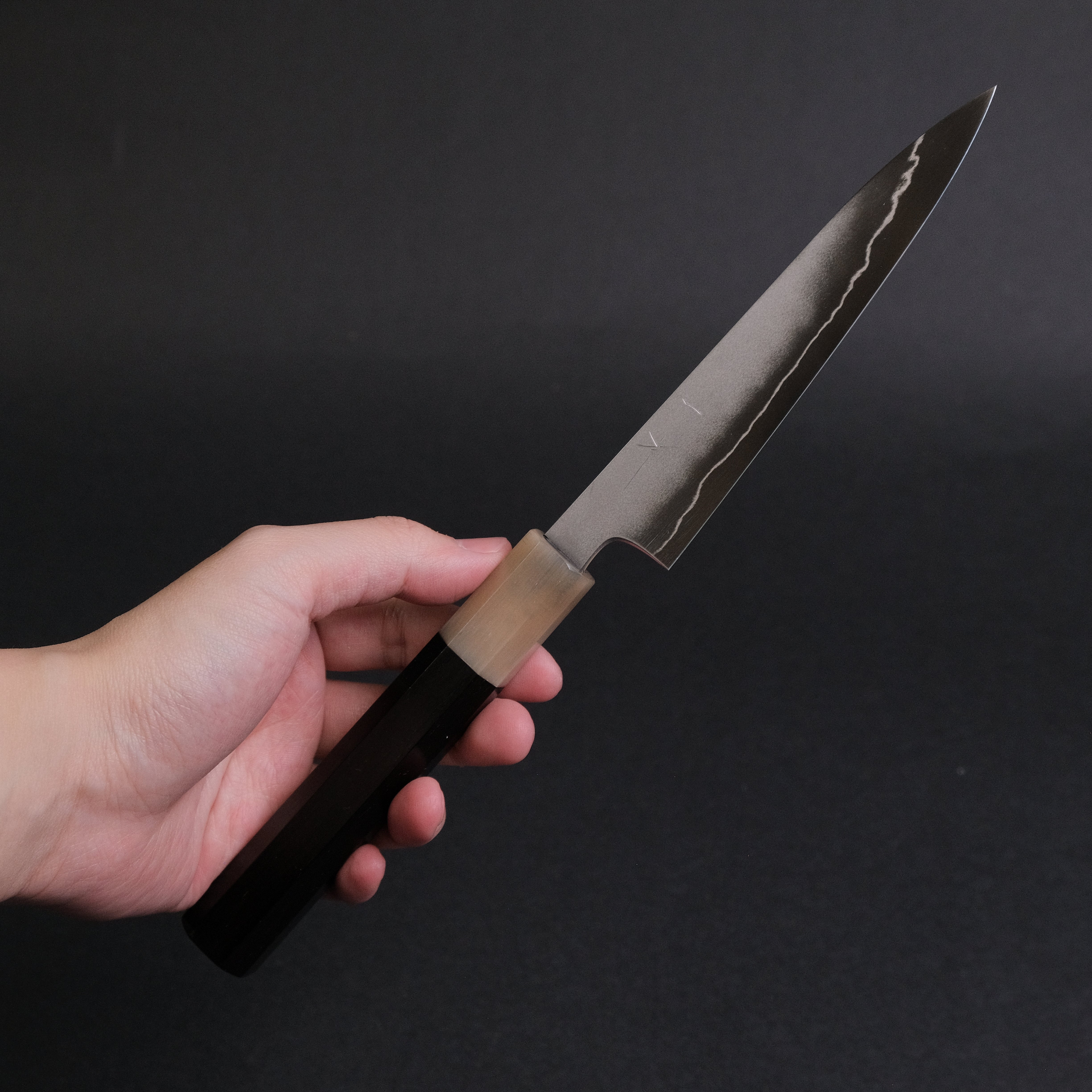 Hitohira Kikuchiyo Yohei Ginsan Kasumi Petty Knife 150mm - Japanese Ebony Handle - Perfect for Slicing Fruits, Vegetables & Small Ingredients