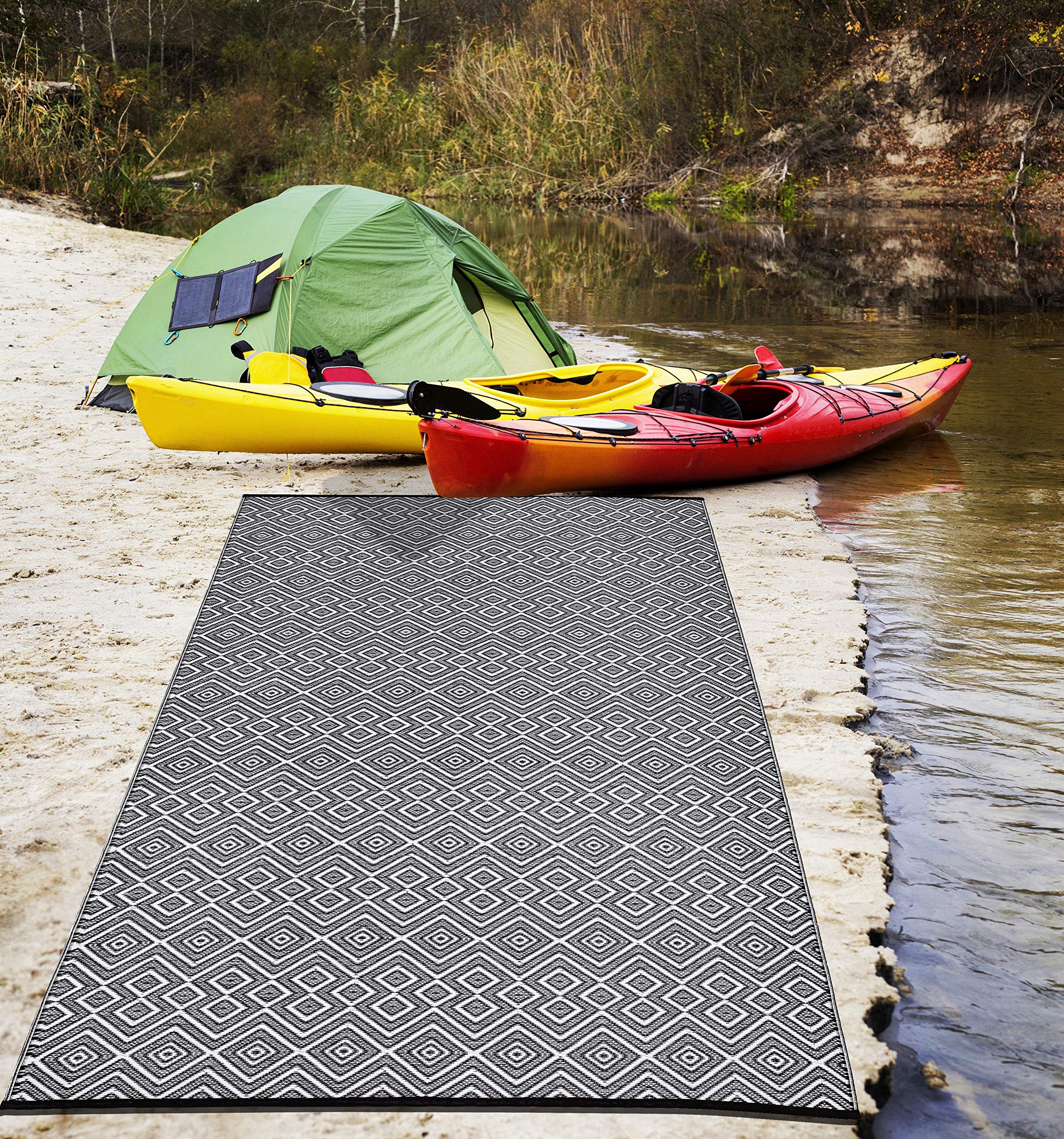 Fiesta Premium Quick Dry Reversible Plastic Rug - 6x9 ft Indoor/Outdoor Mat for RV, Camping, Beach, Picnic, Patio & Poolside - Waterproof & Durable Floor Covering for Outdoor Activities & Home Decor