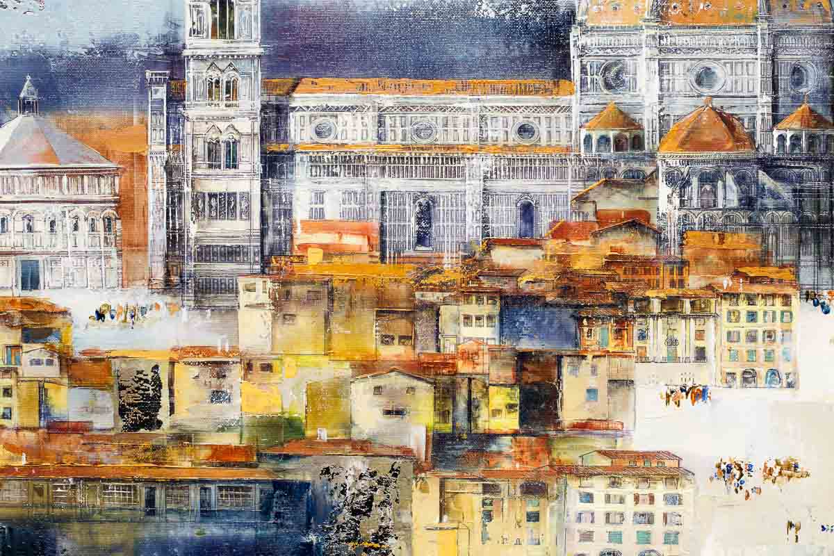 Original Florence Italy Landscape Painting - Wall Art Decor for Living Room, Bedroom & Office