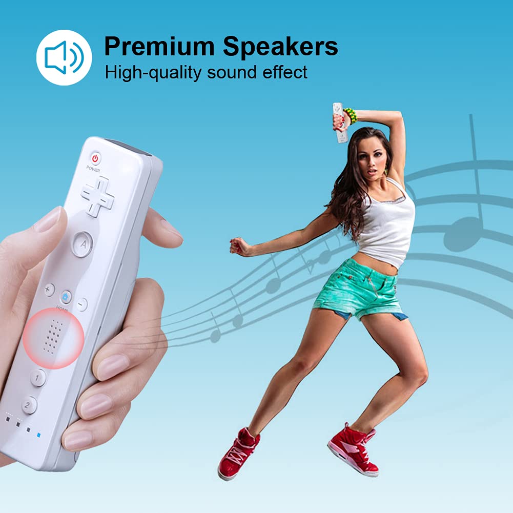 MINSWC Wii Controller 2 Pack with Silicone Case & Wrist Strap - Compatible with Nintendo Wii - White - Perfect for Family Game Night & Multiplayer Gaming