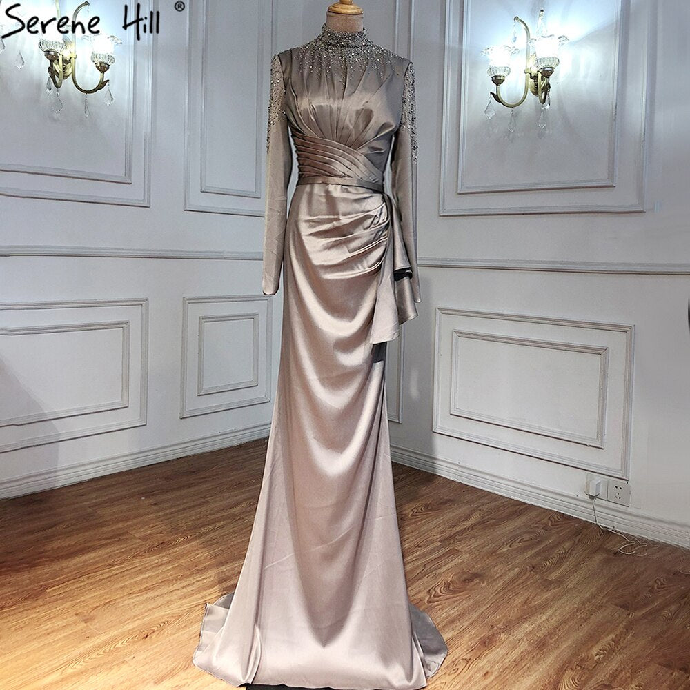 Elegant Beaded Muslim Fuschia Mermaid Evening Dress for Women - Wedding, Party & Special Occasions - Serene Hill LA71004 | Perfect for Formal Events, Prom & Evening Galas