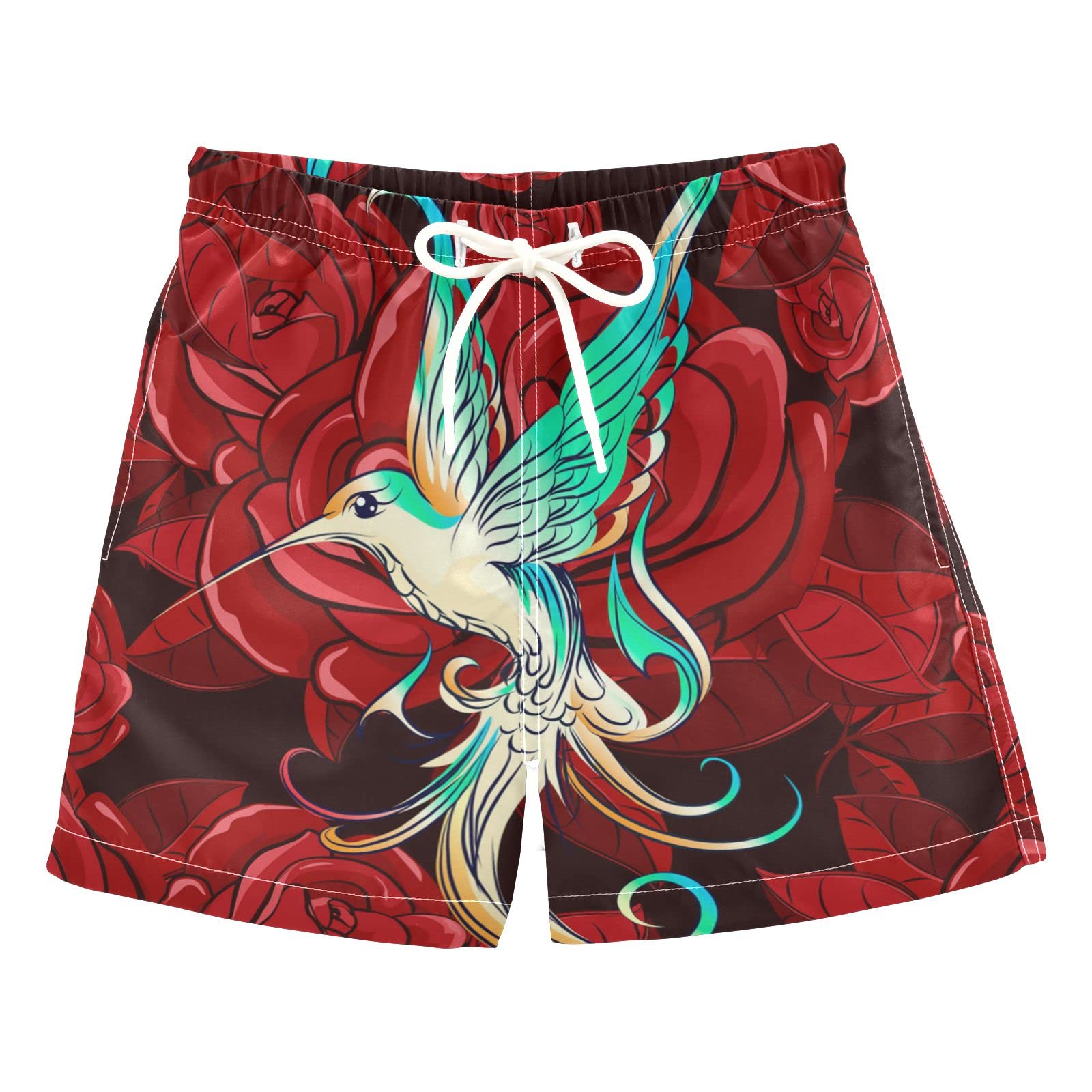 Boys' Hummingbird Rose Swim Trunks - Quick Dry Toddler Swimwear for Kids 2-8 Years | Beach, Pool & Summer Water Play