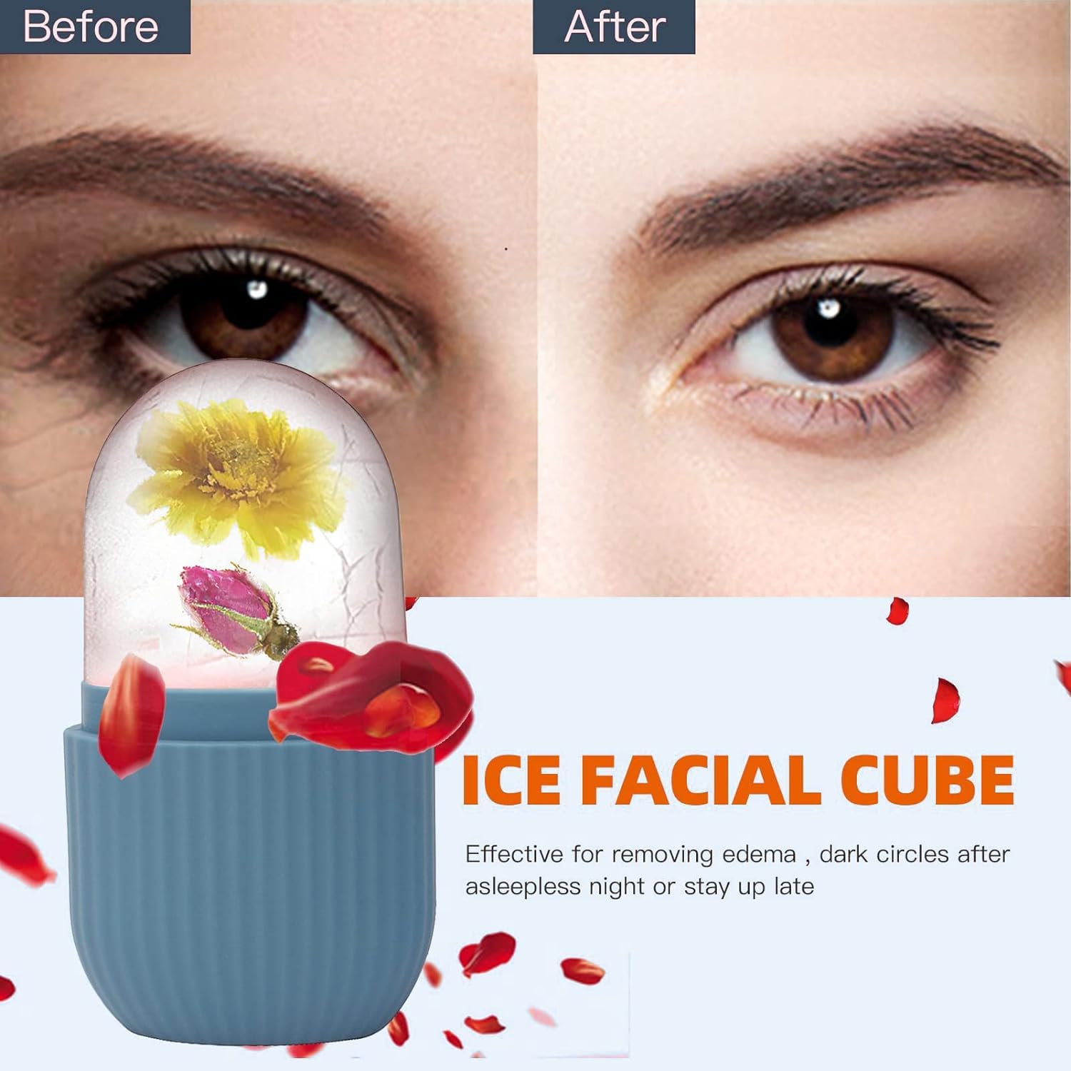 GELATO BEAUTY Ice Face Roller Massager - Cooling Ice Cube Roller for Face, Eyes & Neck Care | Reduces Puffiness, Dark Circles & Migraine Pain | Reusable Silicone Facial Massager for Skincare & Relaxation at Home or Spa