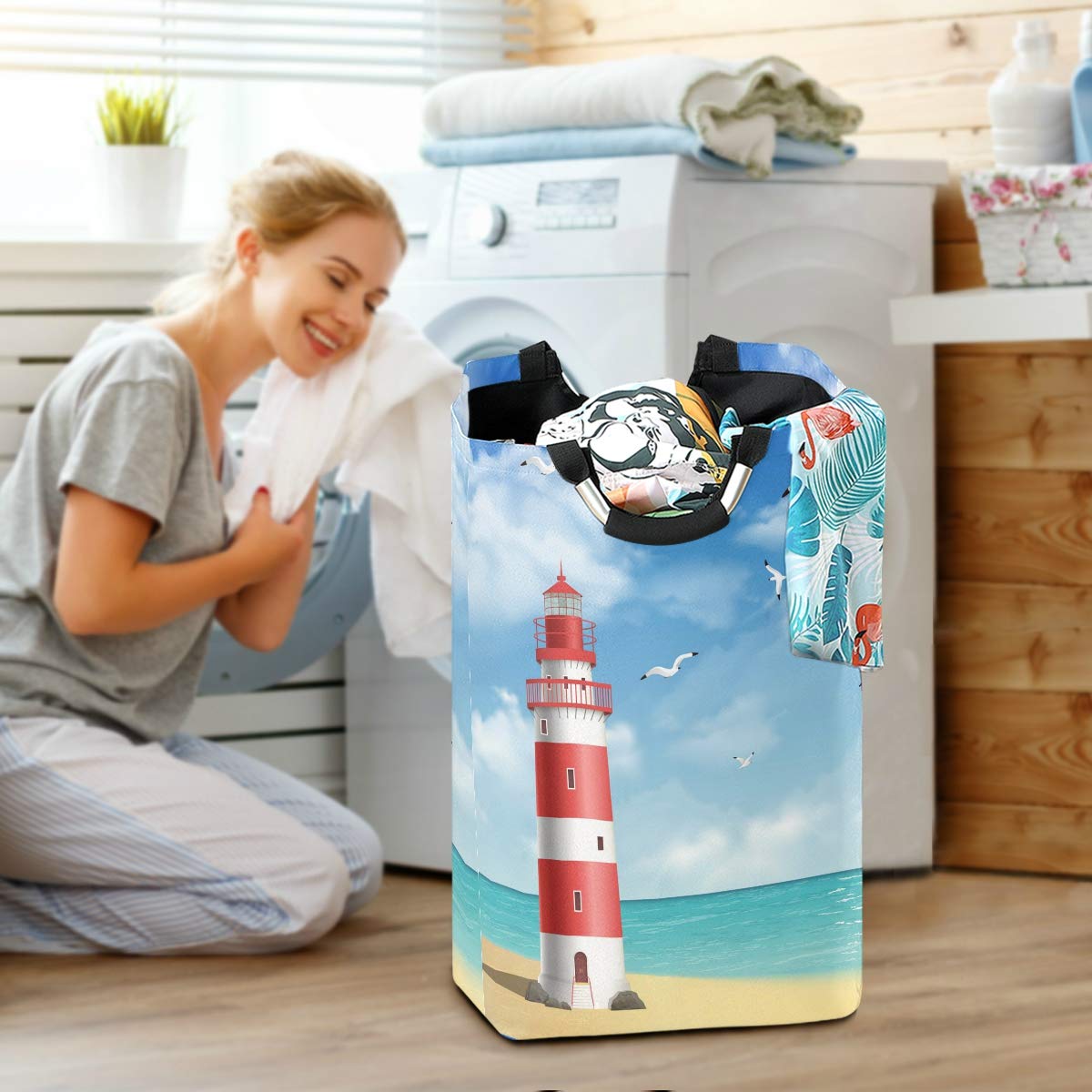 Large Blue Bird Toy Storage Bin - Waterproof Fabric Laundry Hamper with Handles for Kids | Collapsible Clothes Organizer for Nursery, Bedroom & Beach | Perfect Gift Basket for Dirty Clothes & Home Organization