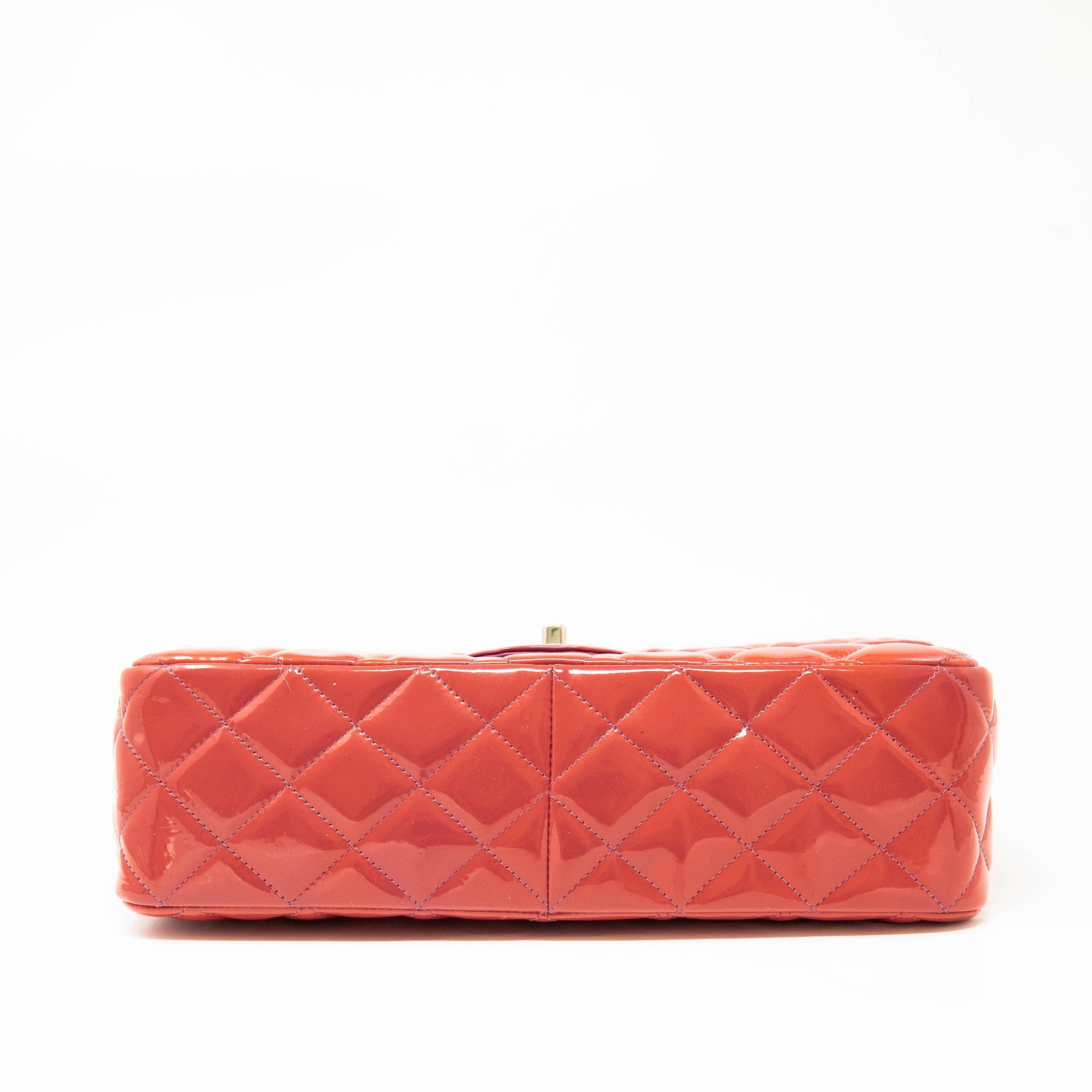 Chanel Pink Patent Leather Classic Jumbo Flap Bag - Luxury Designer Handbag for Women, Perfect for Parties & Special Occasions