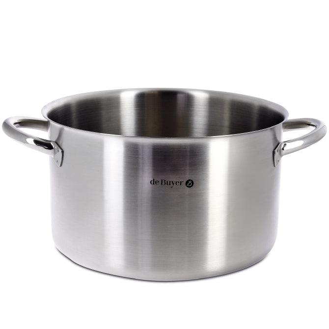 DeBuyer Prim Appety Half Stock Pot - 5.5 Quart Stainless Steel Cooking Pot with Lid for Soups, Stews & Pasta | Perfect for Home Kitchens & Professional Chefs