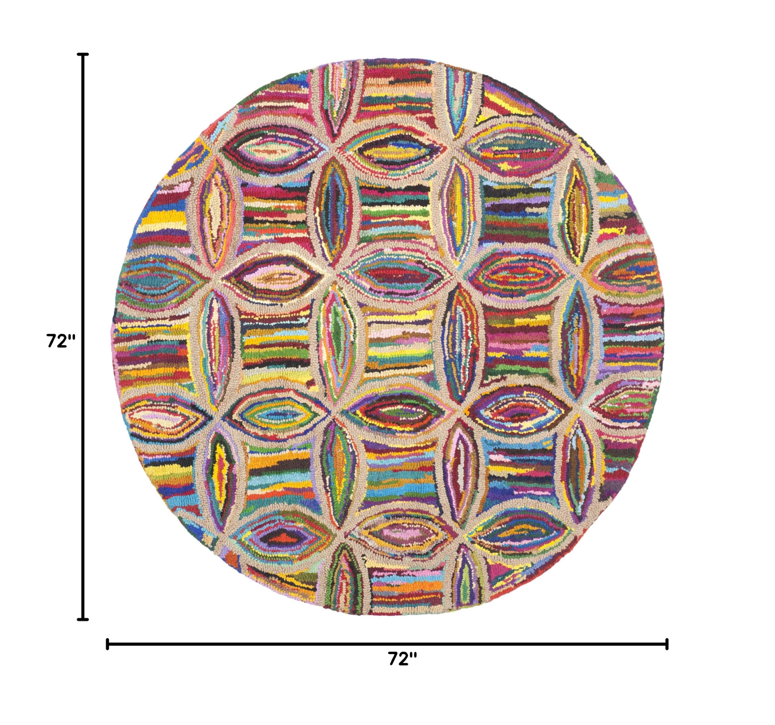 SAFAVIEH Nantucket Collection 6' Round Handmade Boho Abstract Cotton Area Rug - NAN441A - Perfect for Boho Chic Living Rooms, Bedrooms & Nursery Decor