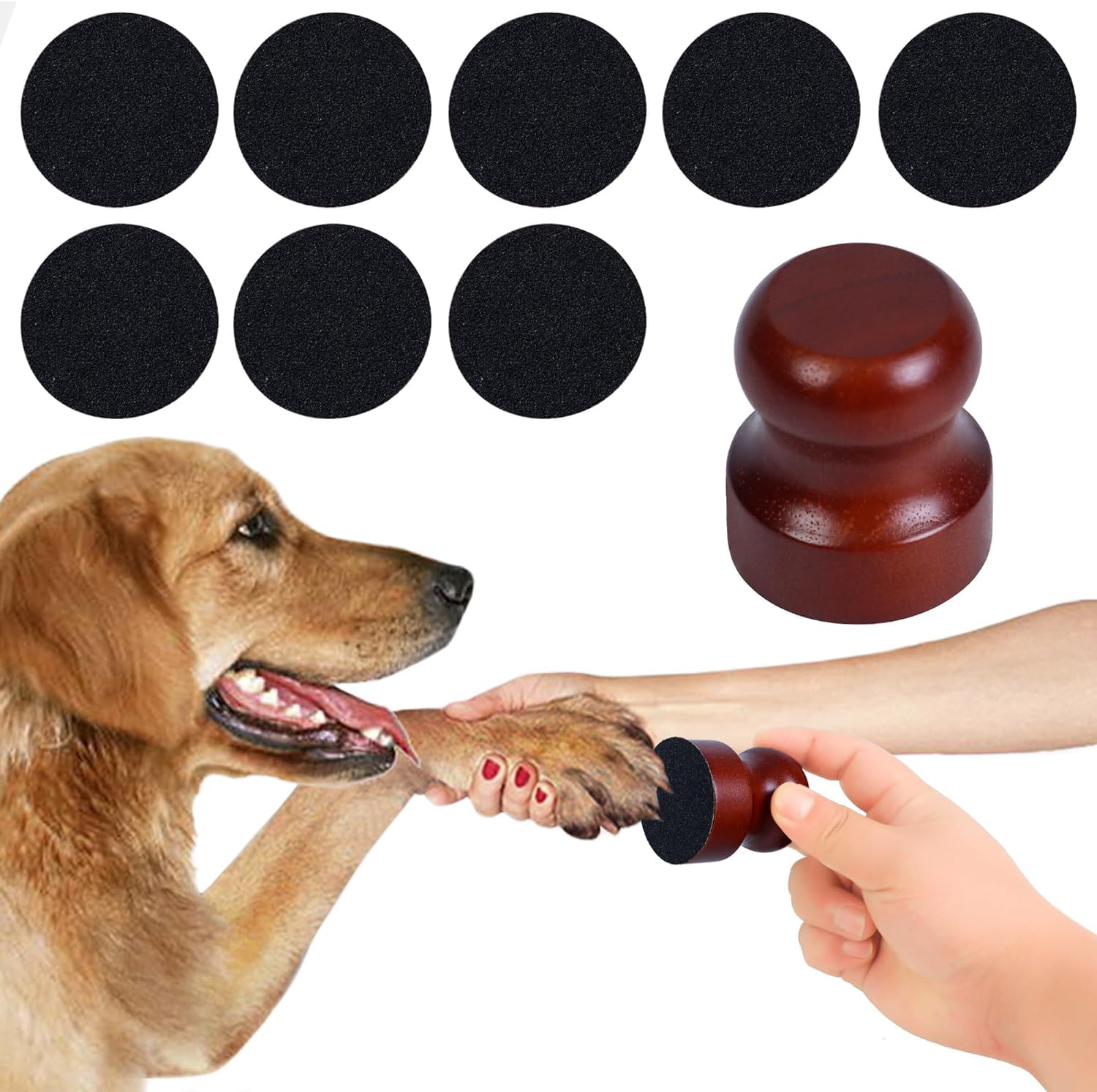 Walquicks Dog Nail File Set - 8 Replaceable Sandpaper Pads, Wooden Scratch Board & Stress-Free Nail Trimmer for Small to Large Dogs | Gentle Pet Grooming Tool for Home Use (Brown)