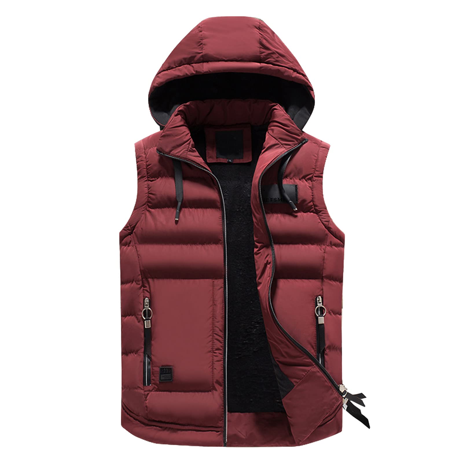 Men's Winter Warm Hooded Vest - Solid Color Sleeveless Zipper Jacket for Outdoor Activities, Hiking & Casual Wear | NEGJ Fashion Coat for Cold Weather