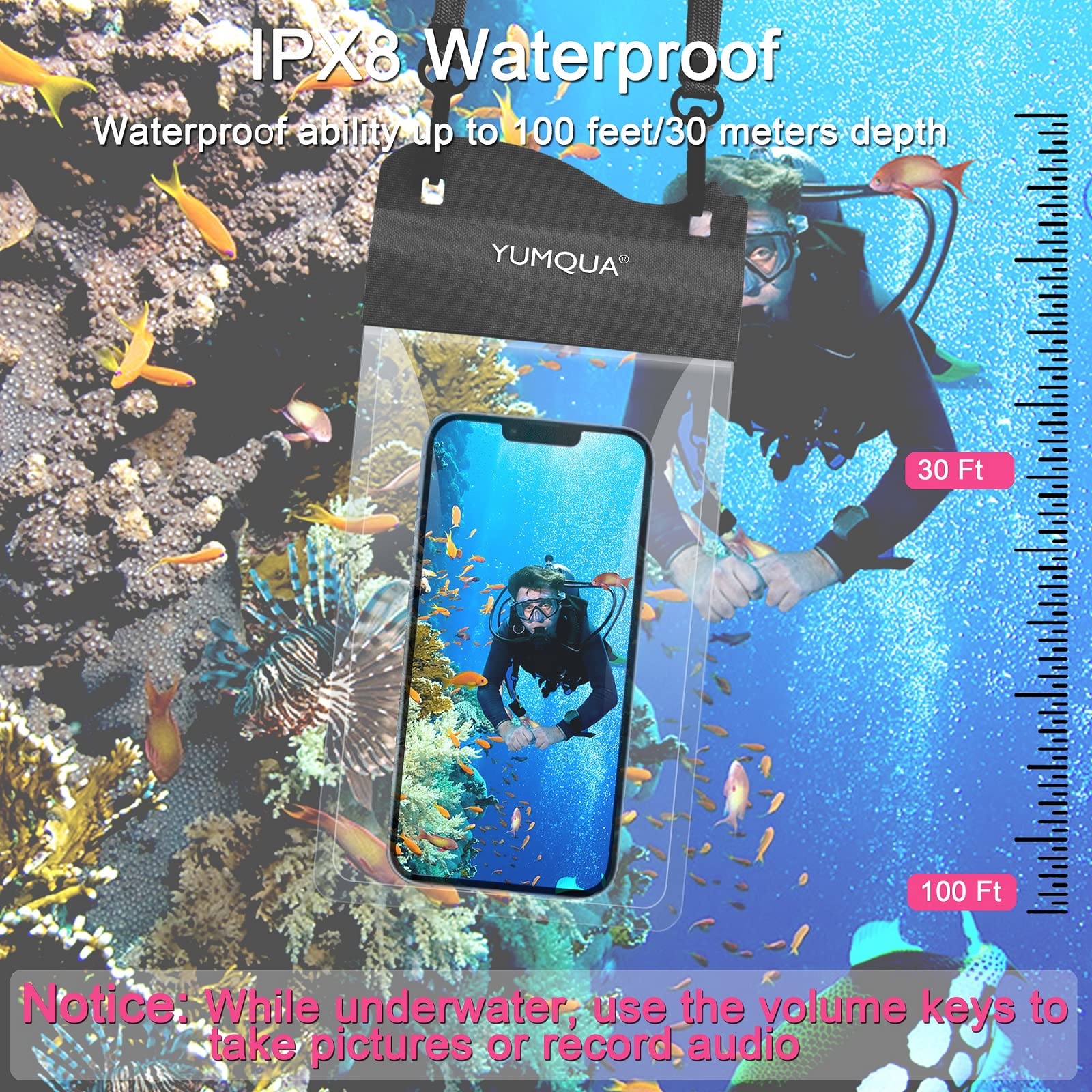 2 Pack Large IPX8 Waterproof Phone Pouch - Dry Bag Case Compatible with iPhone 15/14/13/12/11 Pro Max, Galaxy S23/S22/S20+, Pixel 4 XL (Up to 7.5