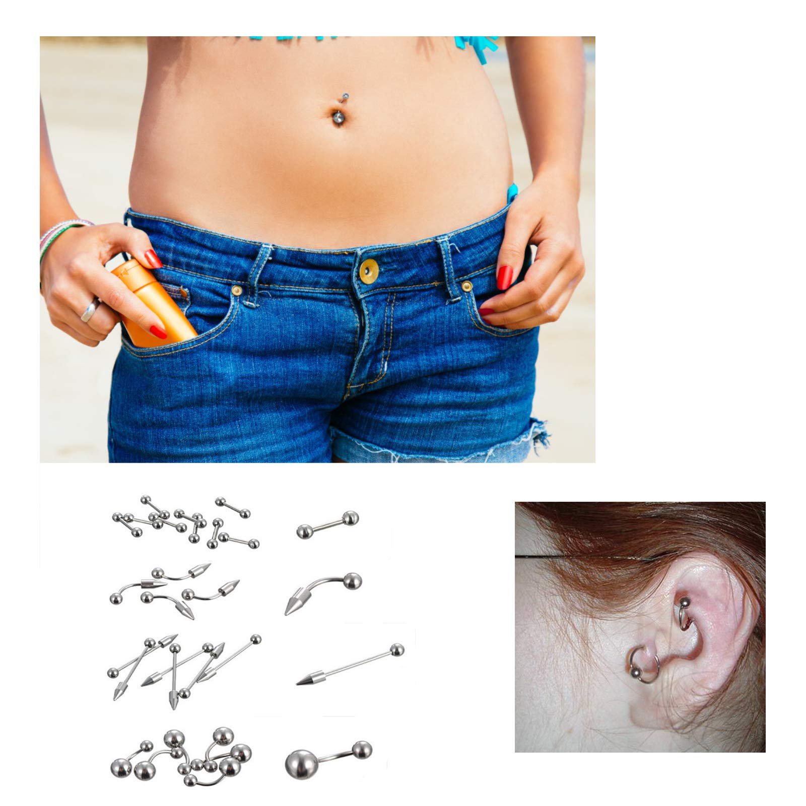 85Pcs Stainless Steel Body Jewelry Piercing Kit - Nose, Lip, Tongue, Eyebrow, Tragus & Belly Rings - Hypoallergenic Body Piercing Jewelry Set for Men & Women - Perfect for Parties, Gifts & Self-Expression
