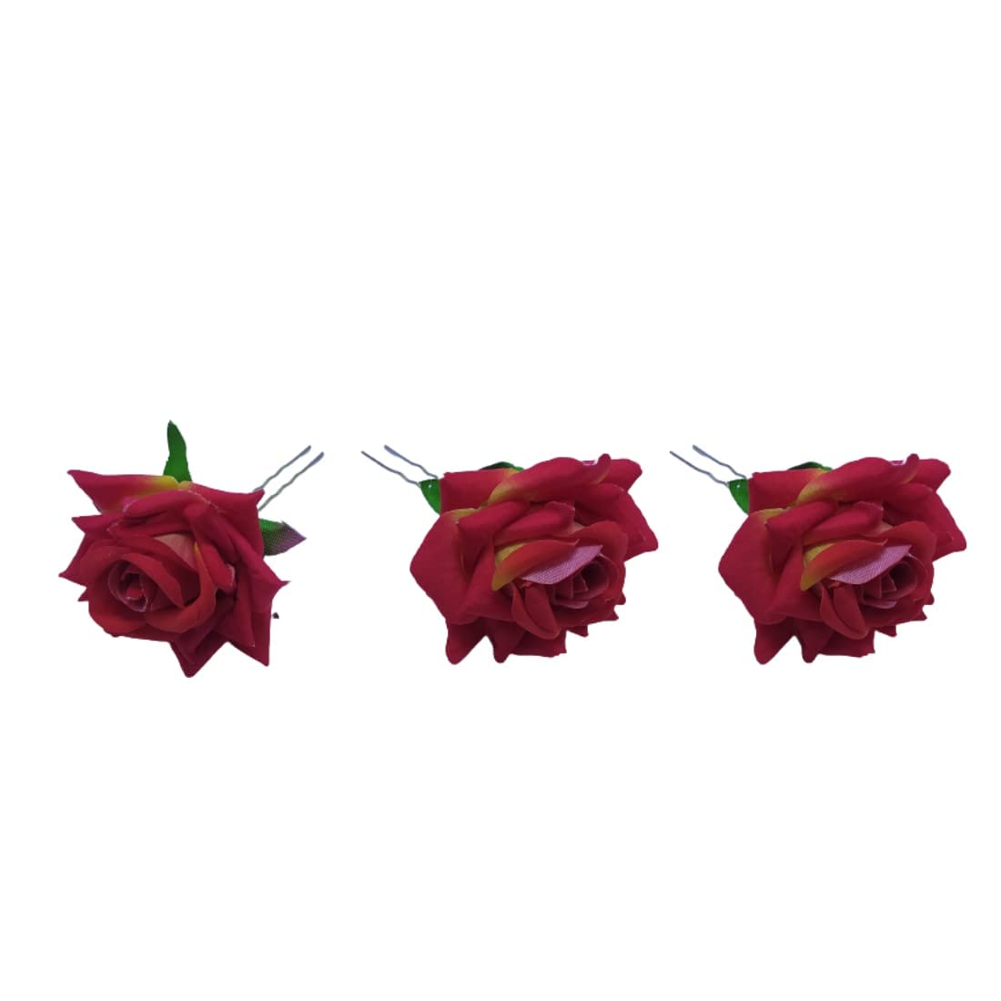 Vanshika Women's Lightweight Rose Flower Bun Maker Hair Pins - Pack of 3 | Hair Accessories for Women | Perfect for Weddings, Parties & Everyday Styling