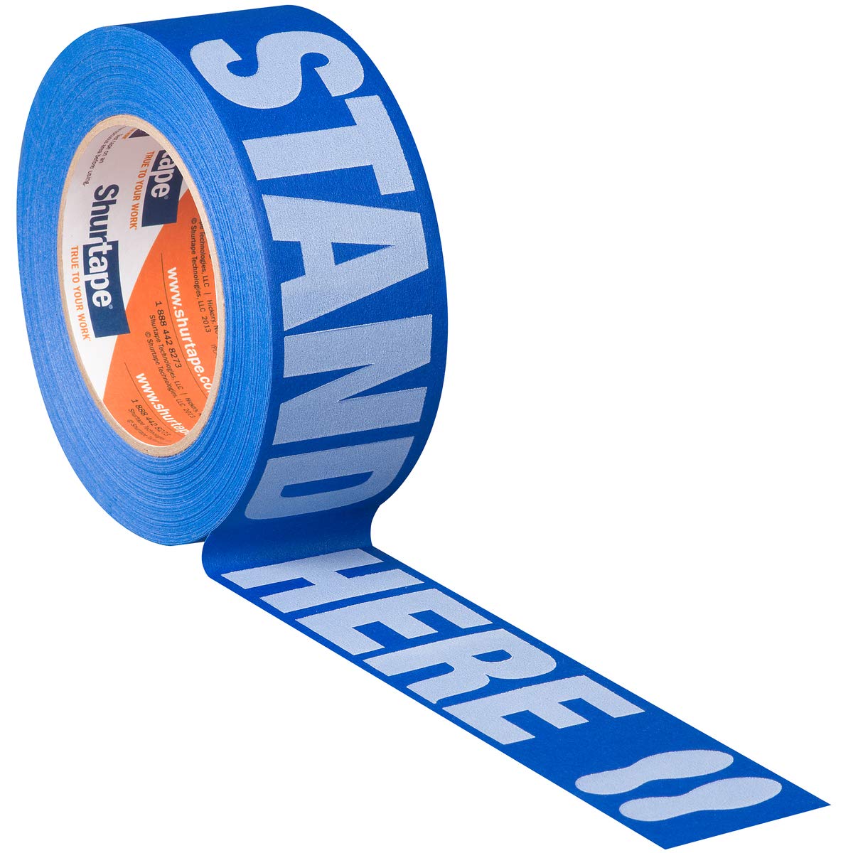 Shurtape 105156 CP 27P Blue Multi-Surface Floor Masking Tape - 48mm x 55m (Over 100ft per Roll) - Social Distancing Floor Marking Tape with 