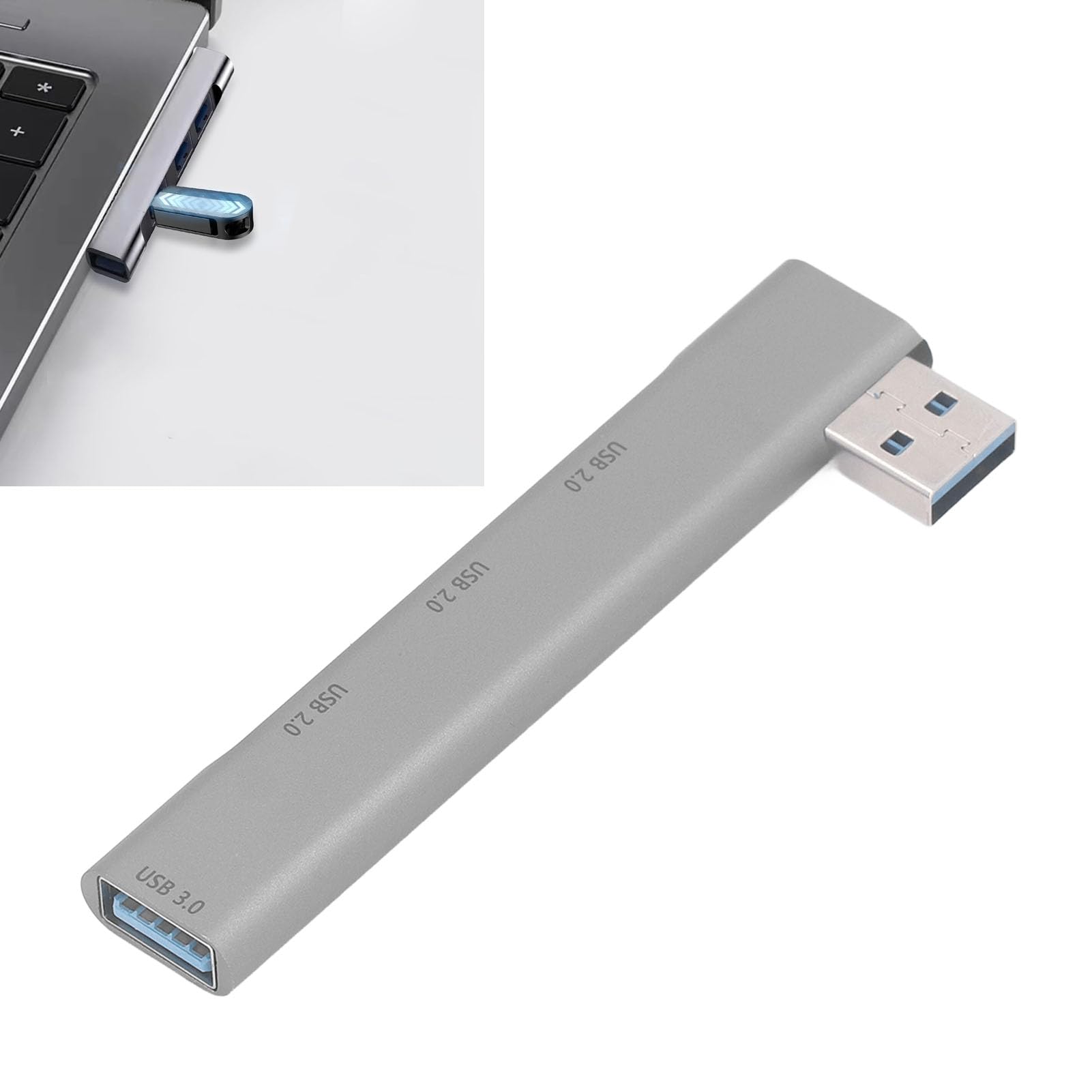 4-Port USB 3.0 Hub with OTG & USB-C - Aluminum Splitter for Laptop, Keyboard, Mouse - Plug & Play