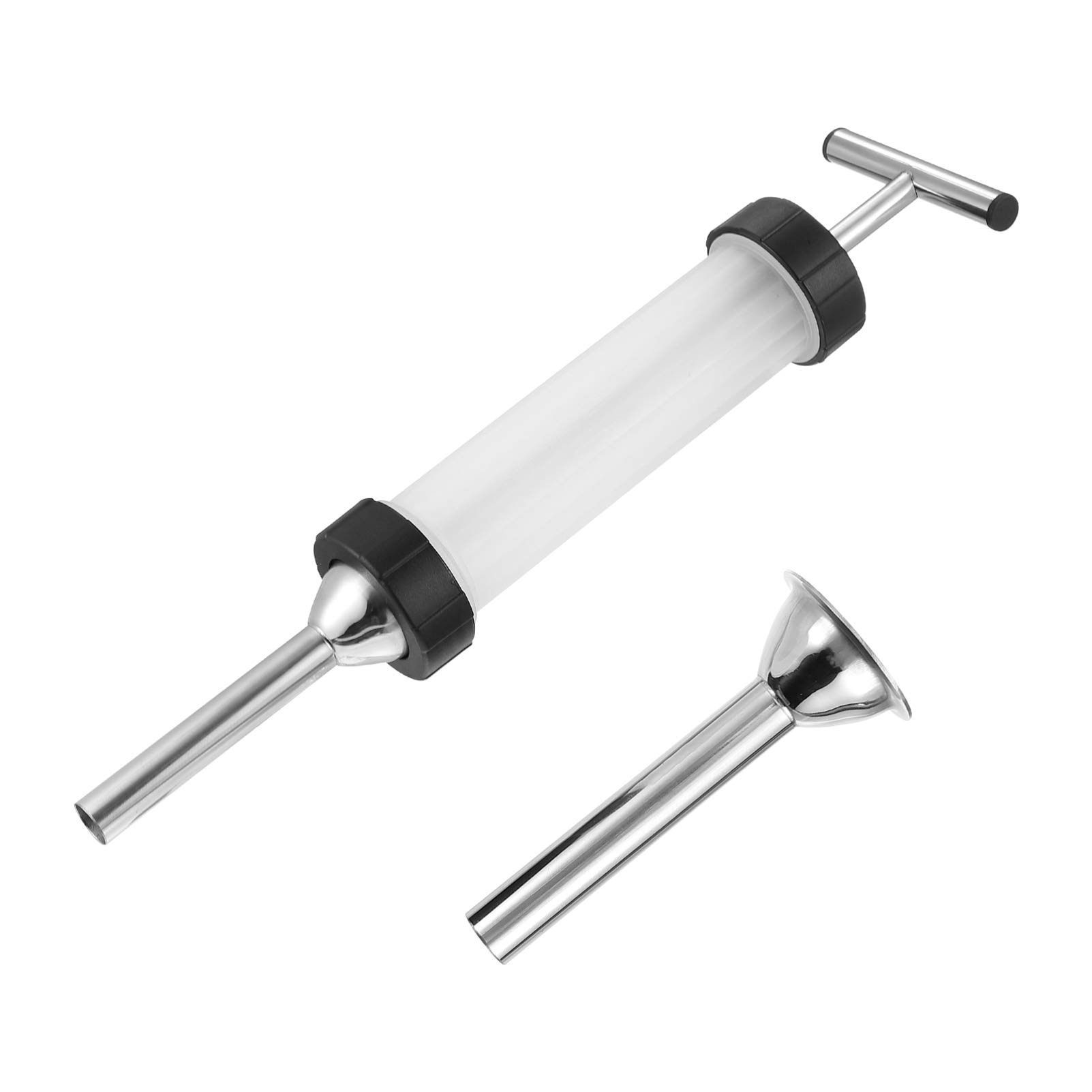 Premium Stainless Steel Manual Sausage Stuffer & Meat Grinder - 2-Piece Hand Operated Salami Maker Set for Home Kitchen, Camping & BBQ - Heavy Duty Food Grinder Attachment for Sausage Filling & Meat Processing