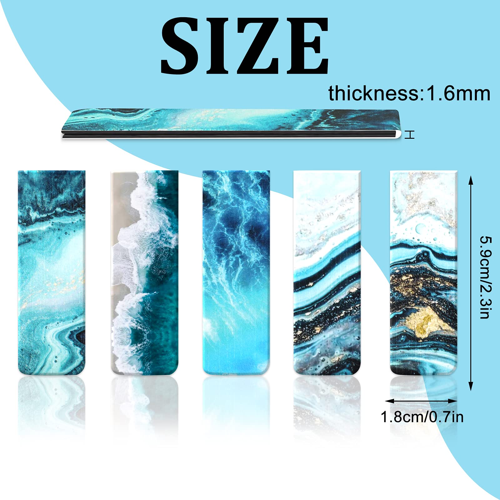 15 Pack Magnetic Bookmarks for Women & Men - Unique Page Markers for Book Lovers, Students & Teachers - Ocean Theme Reading Accessories for Books, Journals & Notebooks