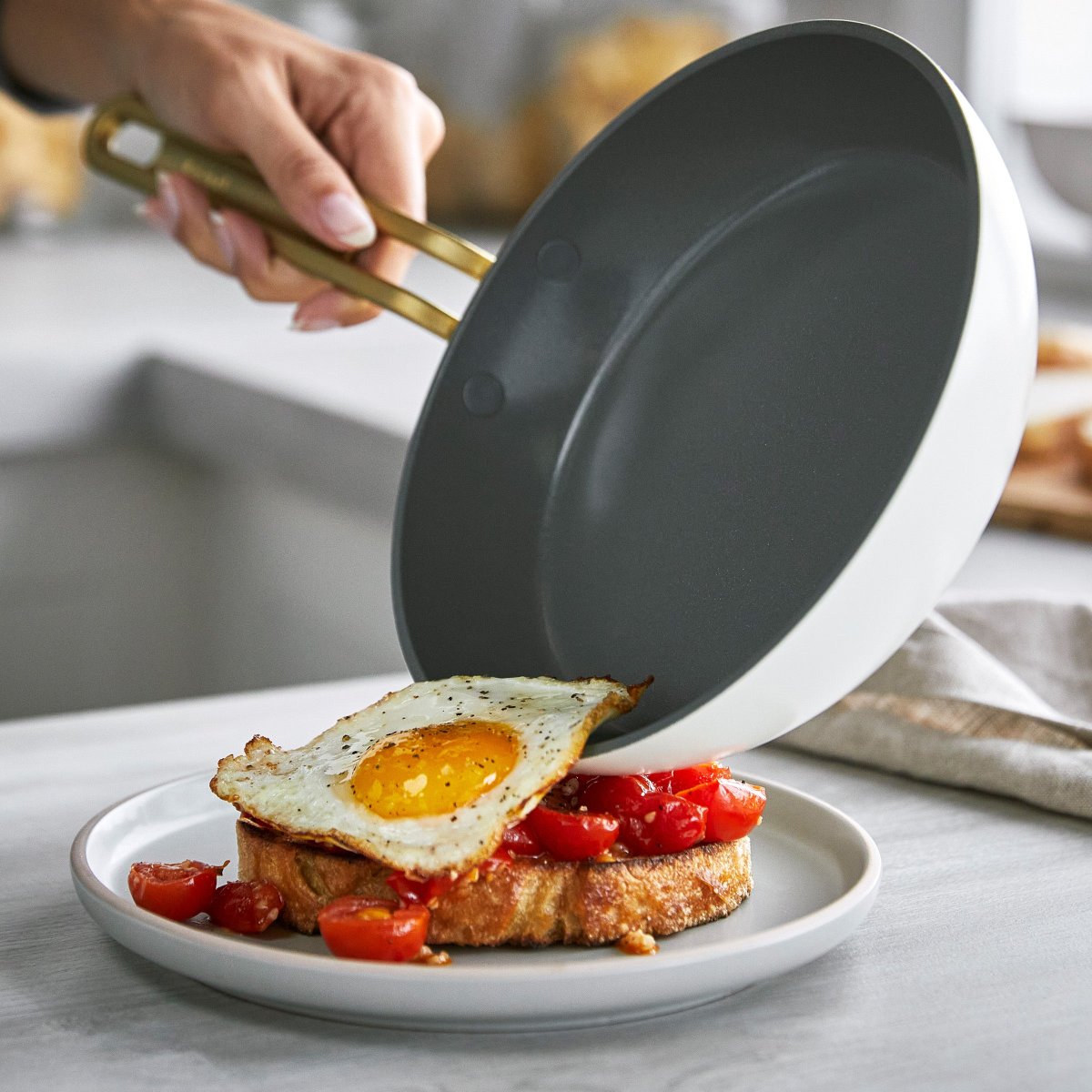 Stanley Tucci™ Ceramic Nonstick 8-Inch Fry Pan - Carrara White | Healthy Cooking, Omelets & Eggs | Non-Toxic & PFOA-Free Cookware for Home Kitchen