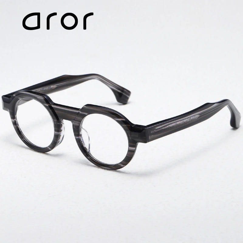 **Aror Unisex Full Rim Brow Line Flat Top Round Acetate Eyeglasses 49709 – Stylish & Lightweight for Men & Women – Perfect for Reading, Work, and Everyday Fashion**