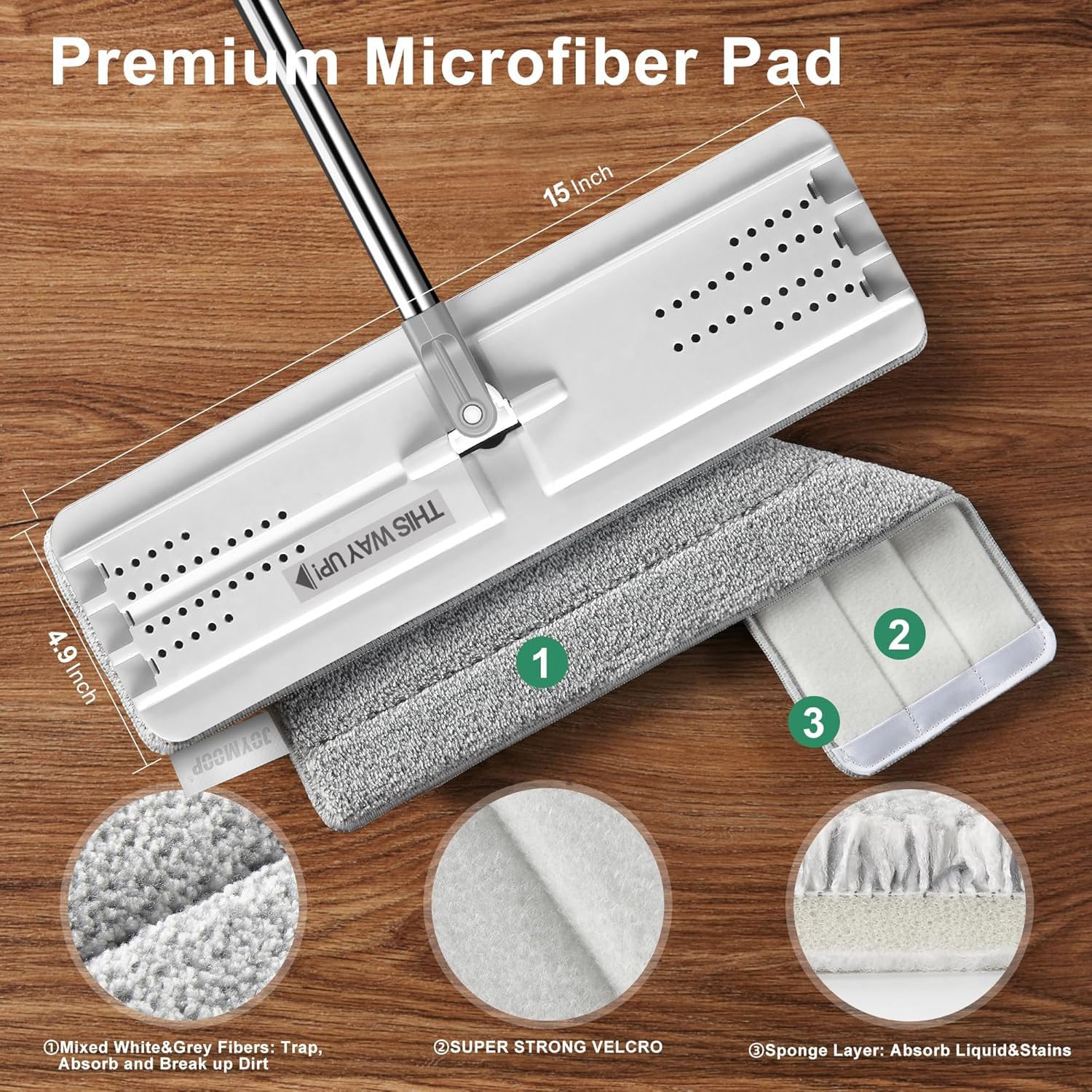 JOYMOOP Microfiber Flat Mop with 60