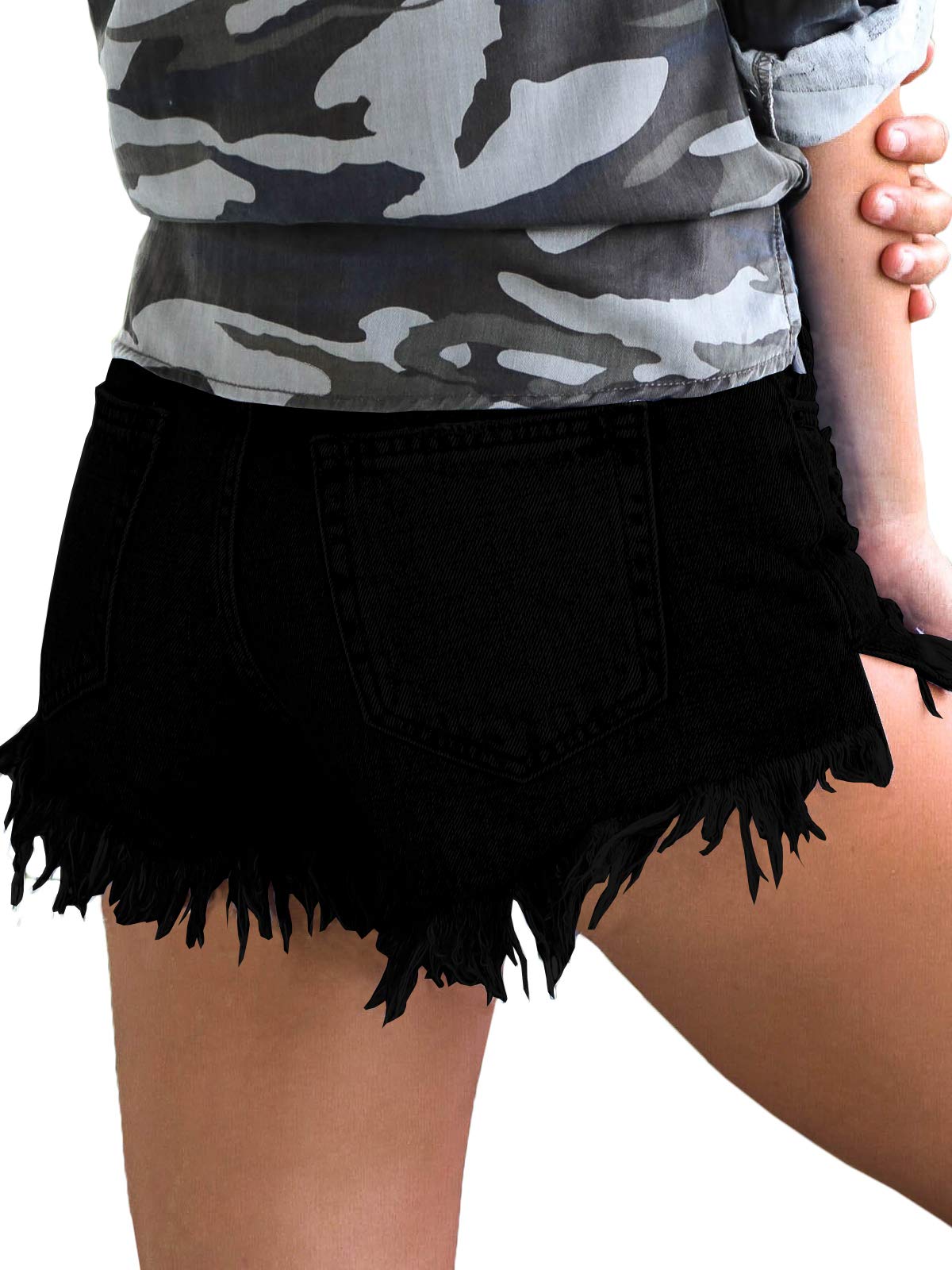 Women's High Waisted Ripped Denim Shorts - Distressed Raw Hem Jean Shorts for Summer | Perfect for Casual Outfits, Beach Vacations & Street Style