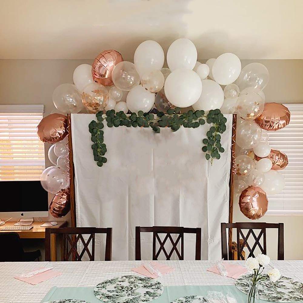 Rose Gold Balloon Garland Arch Kit - 76 Pieces White & Rose Gold Confetti Balloons for Baby Shower, Wedding, Birthday, Bachelorette Party Decorations | Perfect for Backdrop, Photo Booth & Party Background Decor