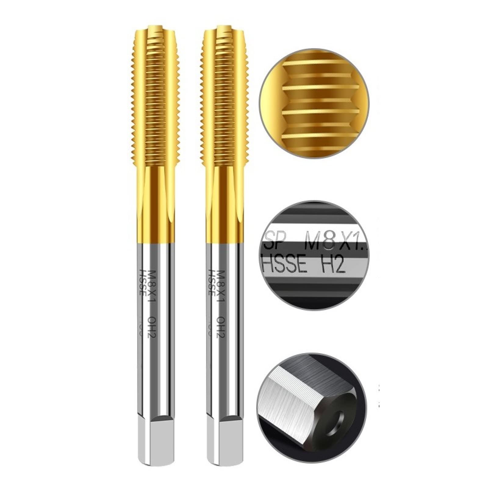 ALEYHA M10x0.5 TiN Coated Machine Tap Drill Bit - High Speed Steel Straight Flute Screw Tap for Metalworking, Threading, and DIY Projects | Perfect for CNC, Lathe, and Drill Press Applications