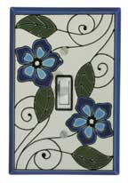All Fired Up Single Switch Plate Cover - Blue Blossoms Floral Design #FL096 | Decorative Wall Plate for Home & Office Decor
