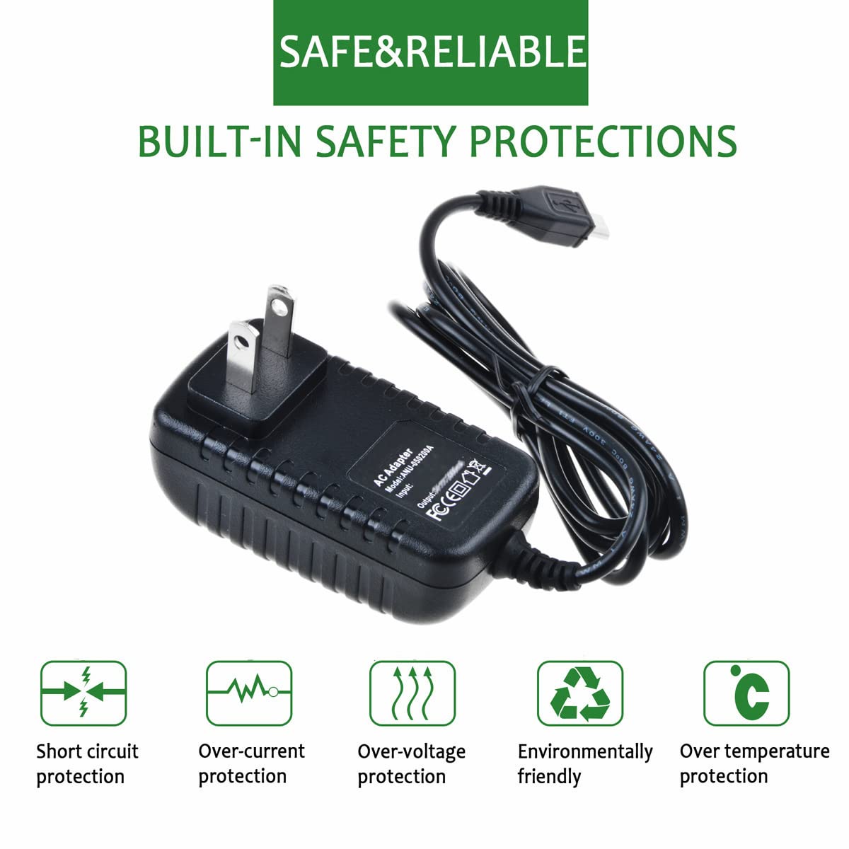 Original Title: Micro USB AC Adapter Charger for Ematic EPD909 EPD909BU Portable DVD Player - 9