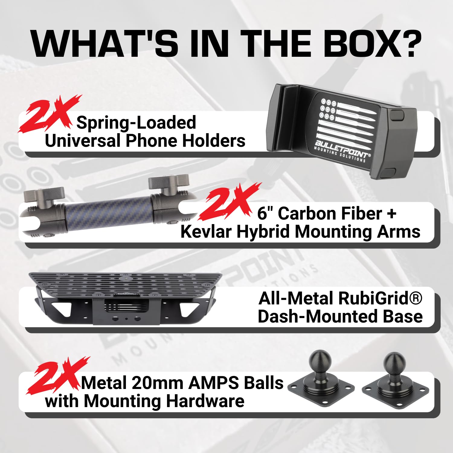Bulletpoint RubiGrid Dash Mount Platform with 2 Phone Holders - Compatible with 2019+ Chevy Silverado & GMC Sierra - Multi-Device Car Mount for Phones, GPS & Tablets - Perfect for Road Trips & Daily Commuting