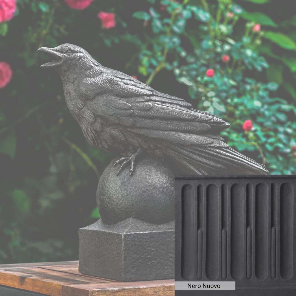 Campania International Corvus Statue - Handcrafted Garden Decor, Roman-Inspired Outdoor Statue for Patio, Yard & Landscape Design
