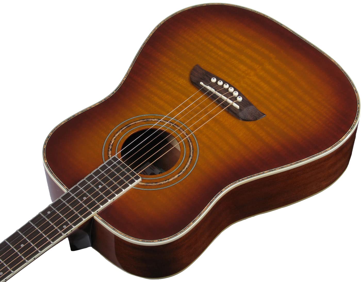 Oscar Schmidt OG1FYS-A-U 3/4 Size Dreadnought Acoustic Guitar - Flame Yellow Sunburst High Gloss Finish | Perfect for Beginners, Travel & Small Spaces