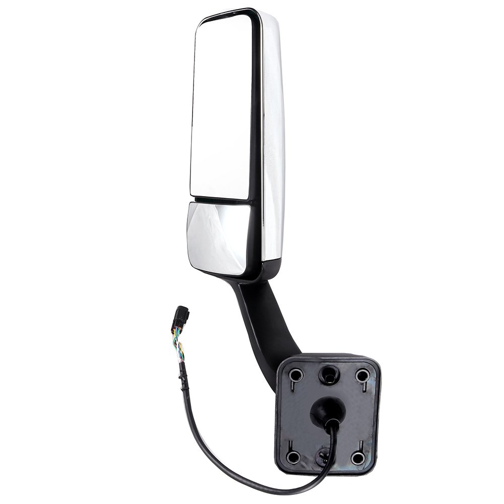 SCITOO Heated Power Control Truck Hood Mirror with Chrome Housing & Manual Folding - Compatible with 2008-2016 Freightliner Cascadia (Left Side) - Perfect for Long-Haul Trucking, Night Driving & Winter Conditions