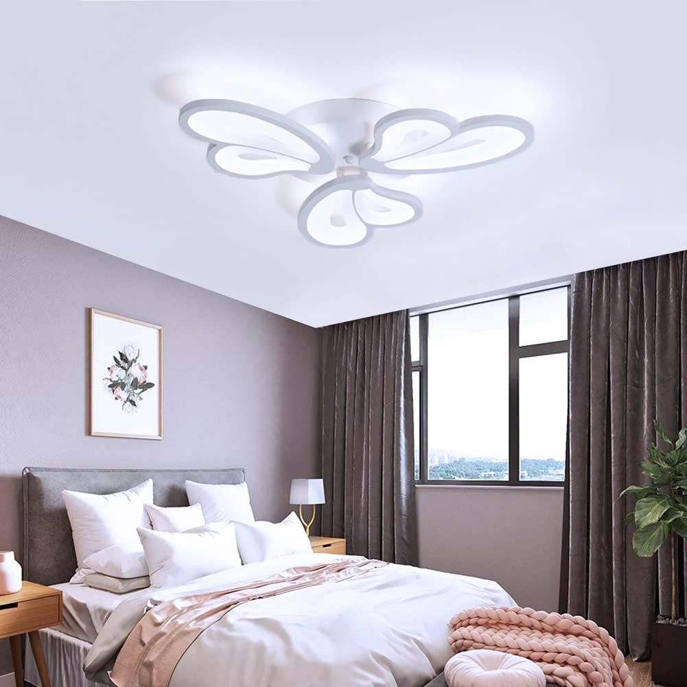 33W Modern Butterfly LED Ceiling Light Fixture, Close-to-Ceiling Acrylic Chandelier for Hallway Bedroom Living Room - 6000K Cool White Light - Perfect for Home Decor and Ambient Lighting