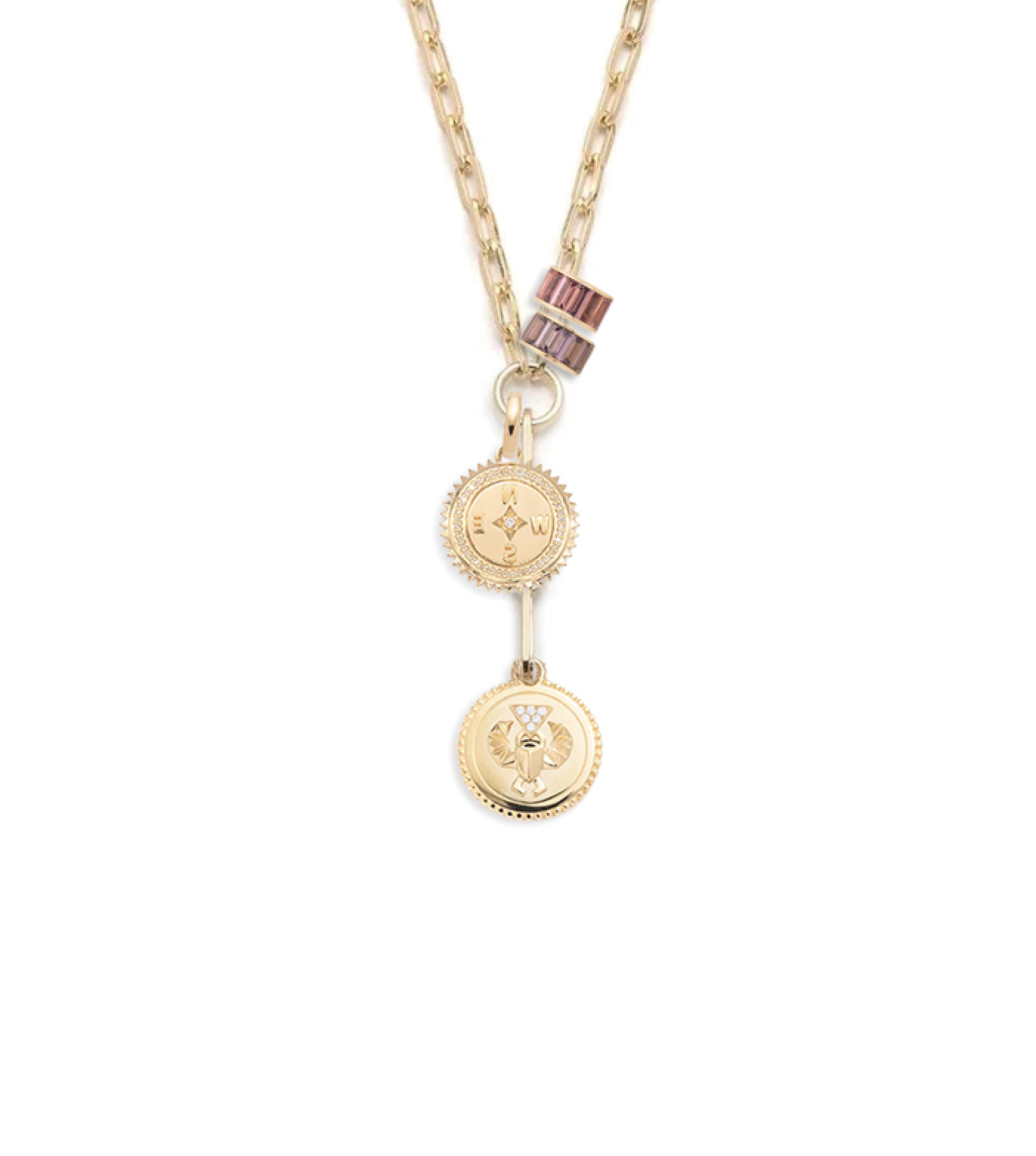 Stylish Clip Chain Necklace with Protection Symbol & Internal Compass Design - Perfect for Spiritual Jewelry, Meditation Accessories, and Meaningful Gifts