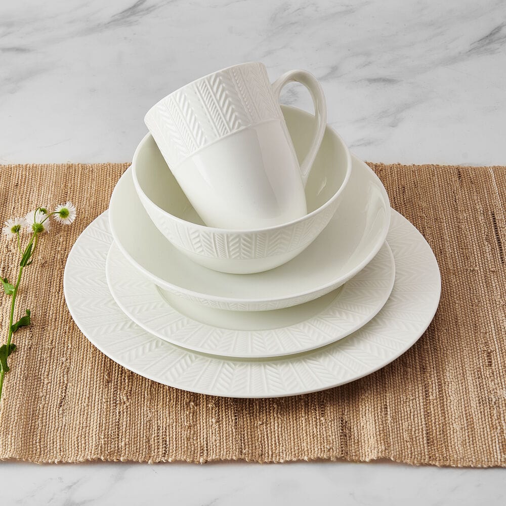 Bowen 40-Piece Dinnerware Set for 8 - Porcelain Tableware Service with Plates, Bowls & Mugs - Perfect for Family Dinners, Parties & Restaurant Use