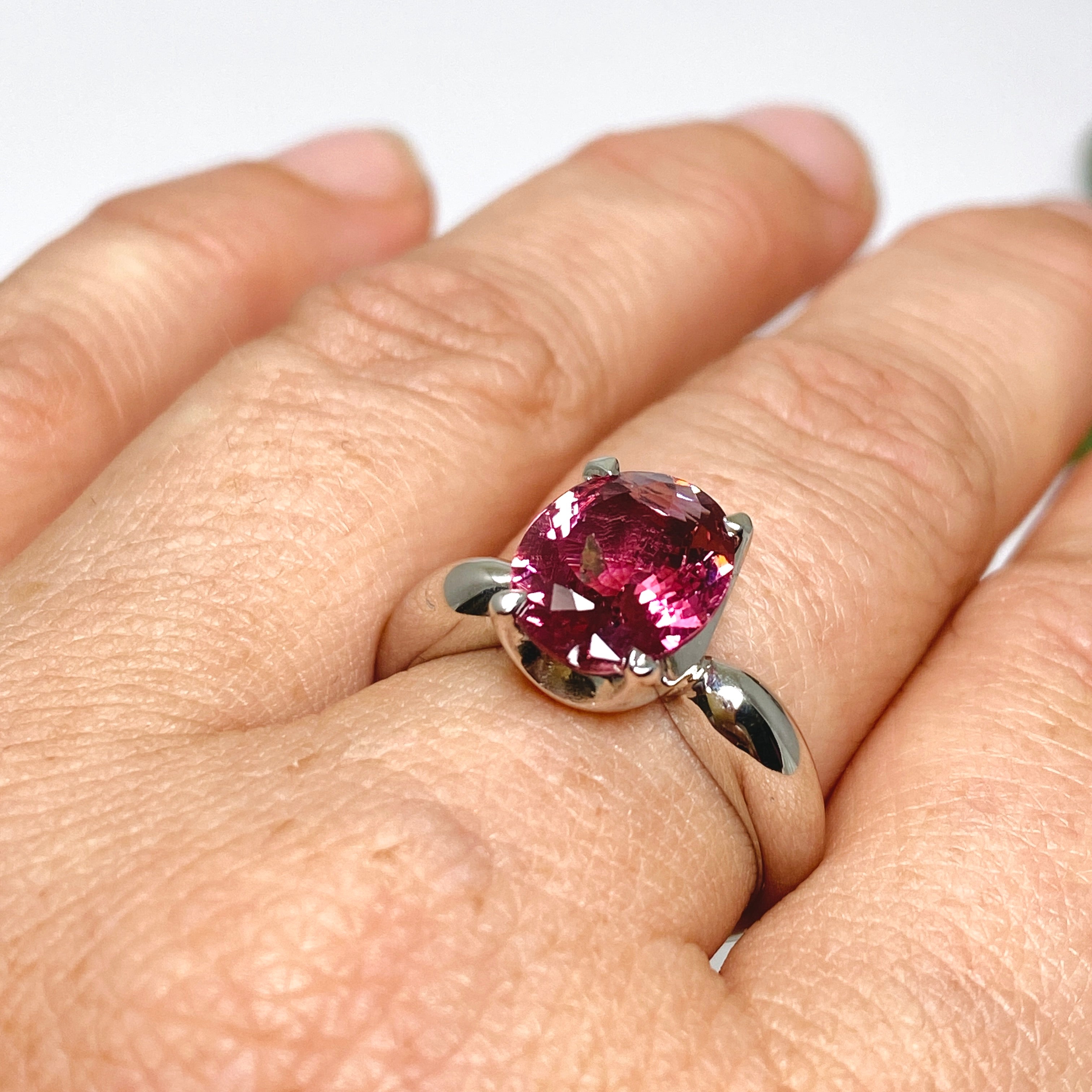 Pink Tourmaline Oval Faceted Ring - Size 7.5 - HRGJ 60 - Elegant Jewelry for Women - Perfect for Weddings, Anniversaries & Special Occasions