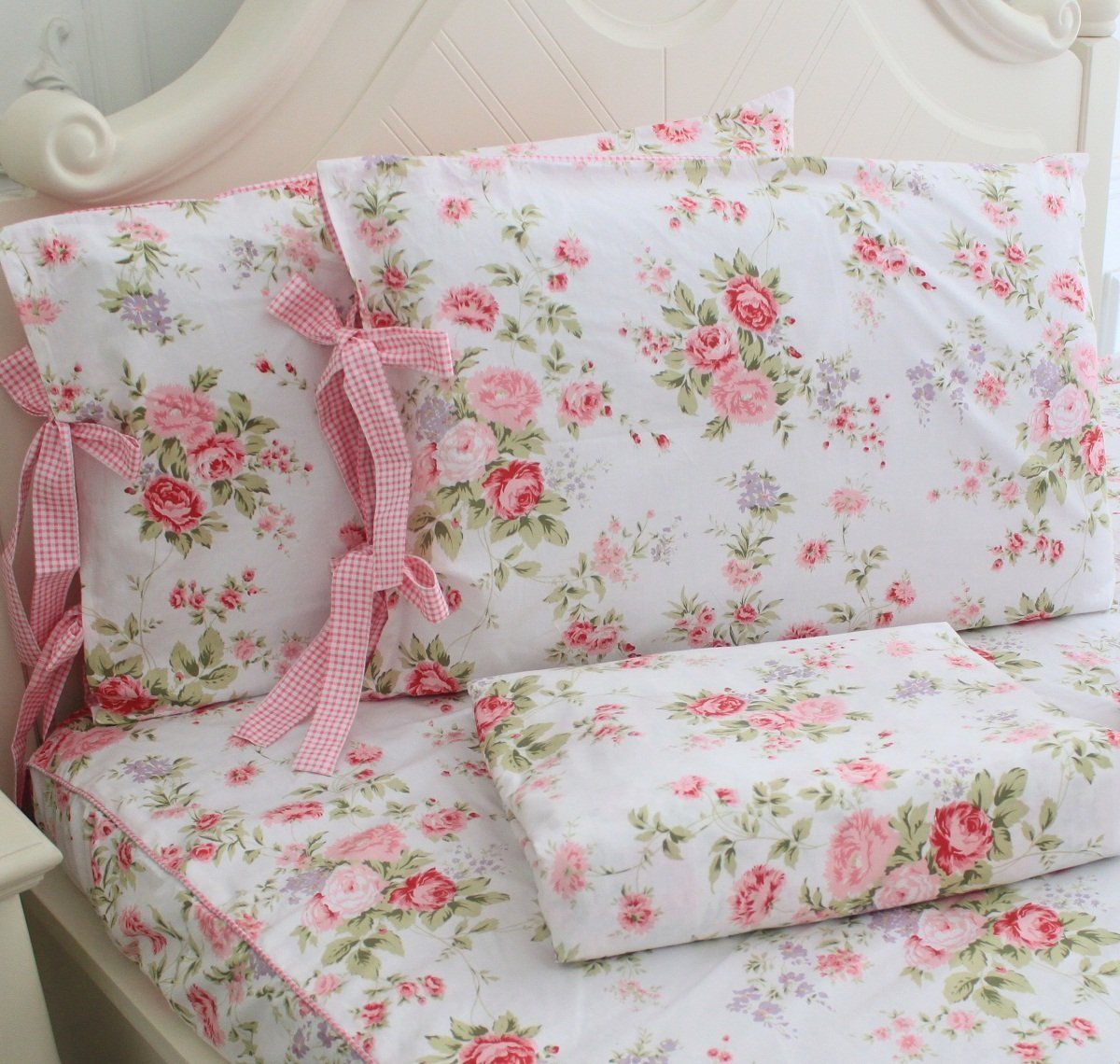FADFAY 100% Cotton 4-Piece Queen Size Bed Sheet Set - Soft Breathable Rose Floral Printed Bedding for Comfortable Sleep | Perfect for Master Bedroom, Guest Room & Dorm