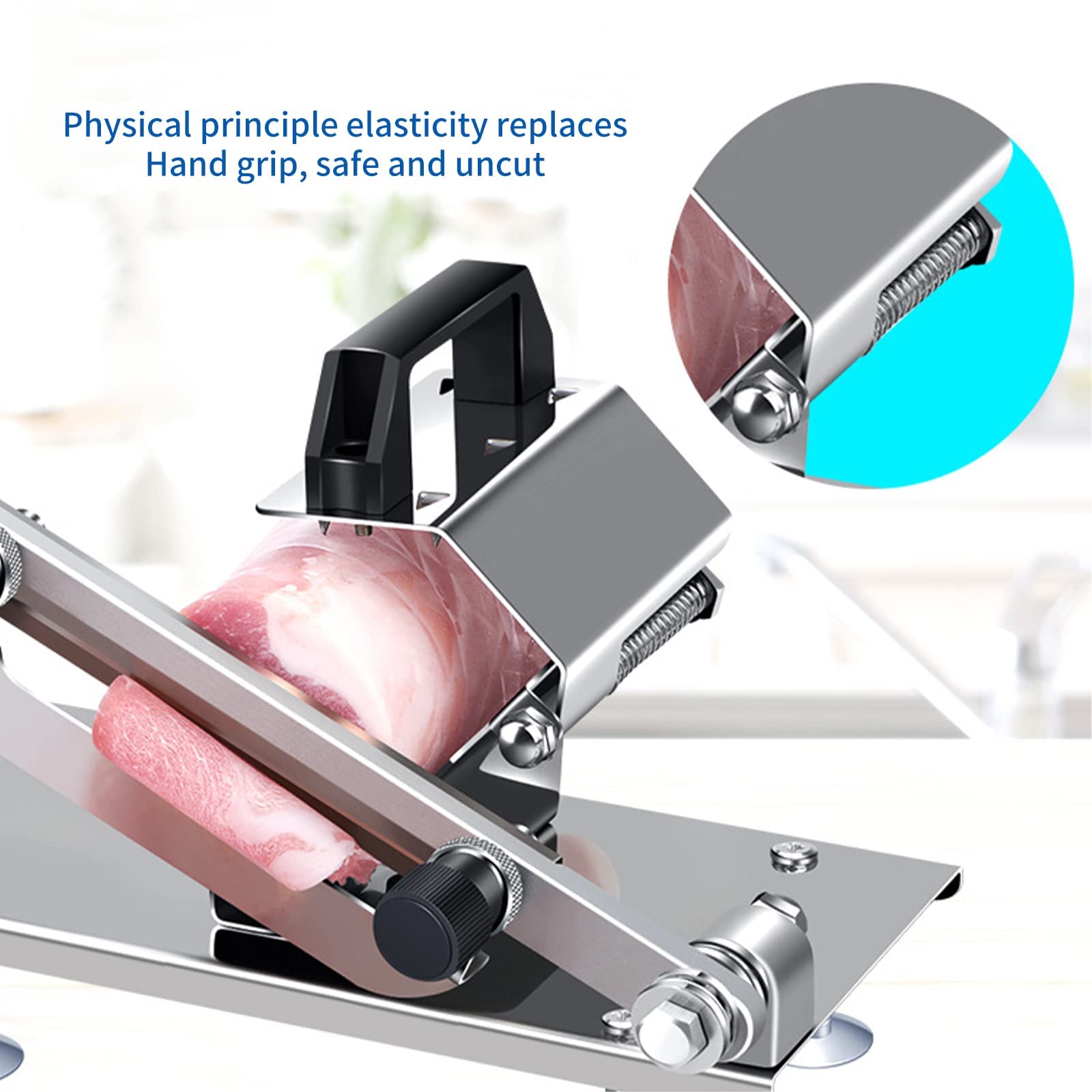 Stainless Steel Manual Frozen Meat Slicer - Kitchen Food Slicer for Beef, Bread, Cheese, Fruits & Vegetables - Perfect for Home Cooking, Hot Pot, Shabu Shabu & Korean BBQ