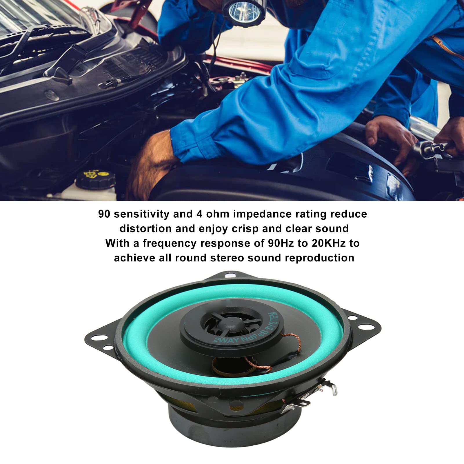 100W 4 Inch Car Speakers - High Fidelity Coaxial Loudspeaker, Durable & Wear Resistant for Enhanced Car Audio Systems - Perfect for Sedans, SUVs, and Trucks