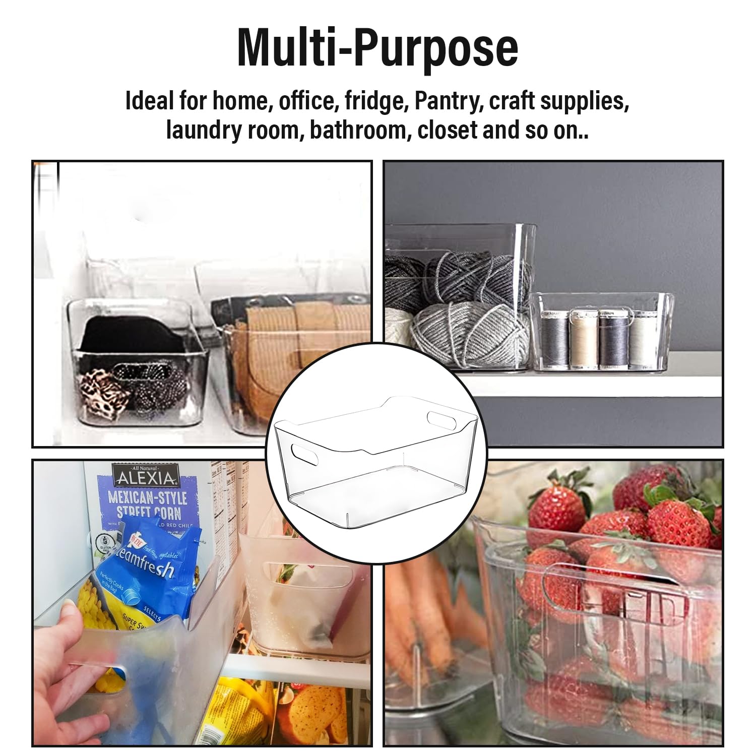 Clear Plastic Storage Bins - Stackable Kitchen & Pantry Organizers, Freezer & Fridge Storage Containers for Refrigerator, Medicine Cabinet & Closet Organization | Perfect for Home, Office & Dorm Room Storage Solutions