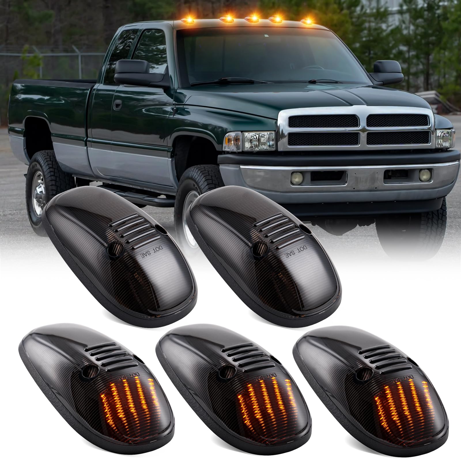 LED White Cab Clearance Lights Replacement for 1999-2002 Ram 1500 2500 3500 | Top Cab Roof Running Lights for Ram Truck | Durable & Waterproof for Off-Road & Night Driving