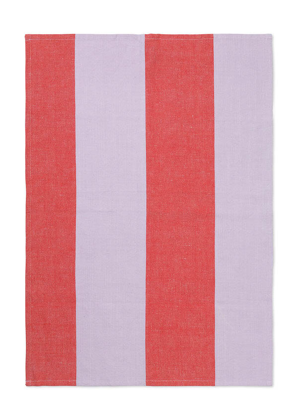 FERM LIVING Hale Kitchen Tea Towel - Absorbent Cotton Dish Towel Set, Red & Lilac for Drying Dishes, Cleaning Countertops & Stylish Kitchen Decor
