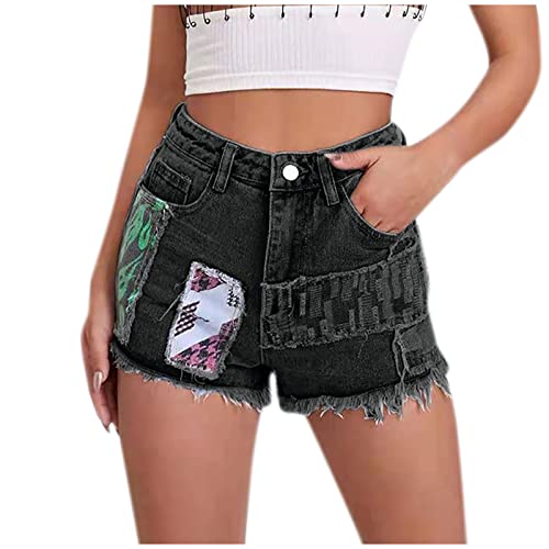 Lxitol Women's Stretch Denim Shorts with Pockets - Ripped & Frayed Casual Jean Shorts for Summer | Perfect for Beach, Travel & Everyday Wear